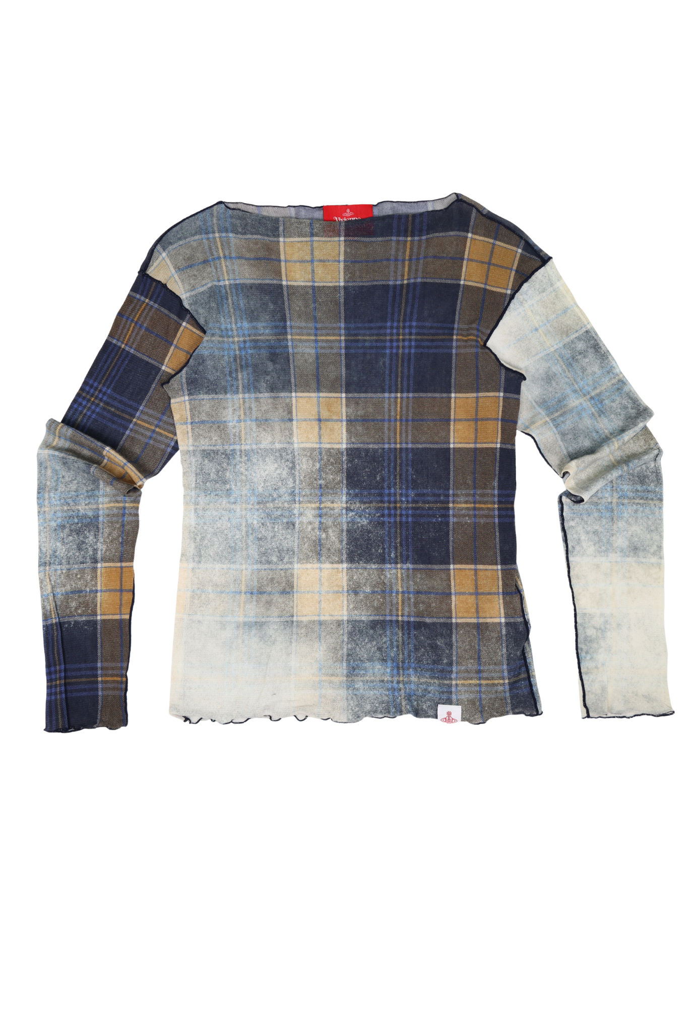 Vivienne Westwood Mesh Tartan Navy Long-Sleeve Shirt