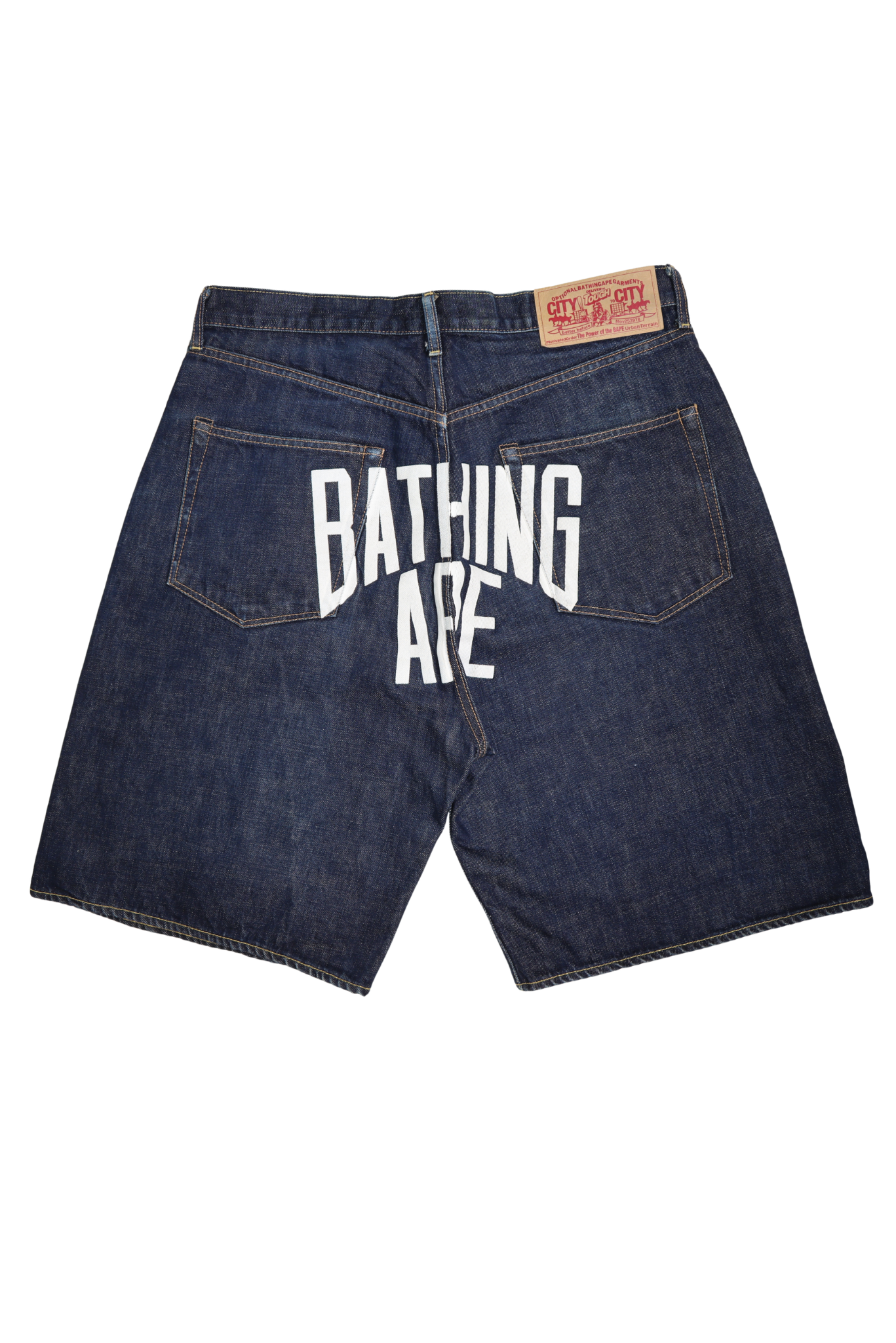 RARE A Bathing Ape Printed Logo Indigo Denim Shorts