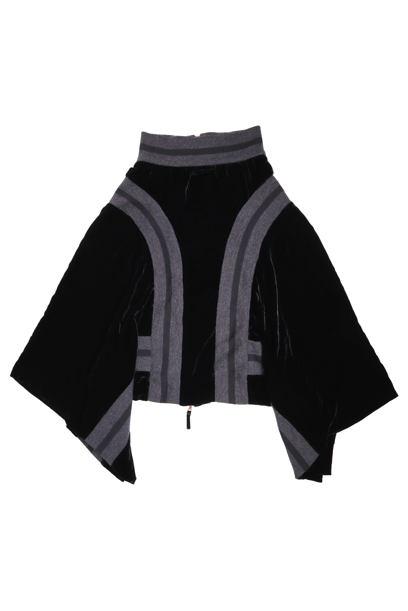 Vintage JPG Femme Black and Grey Velvet Flare Skirt