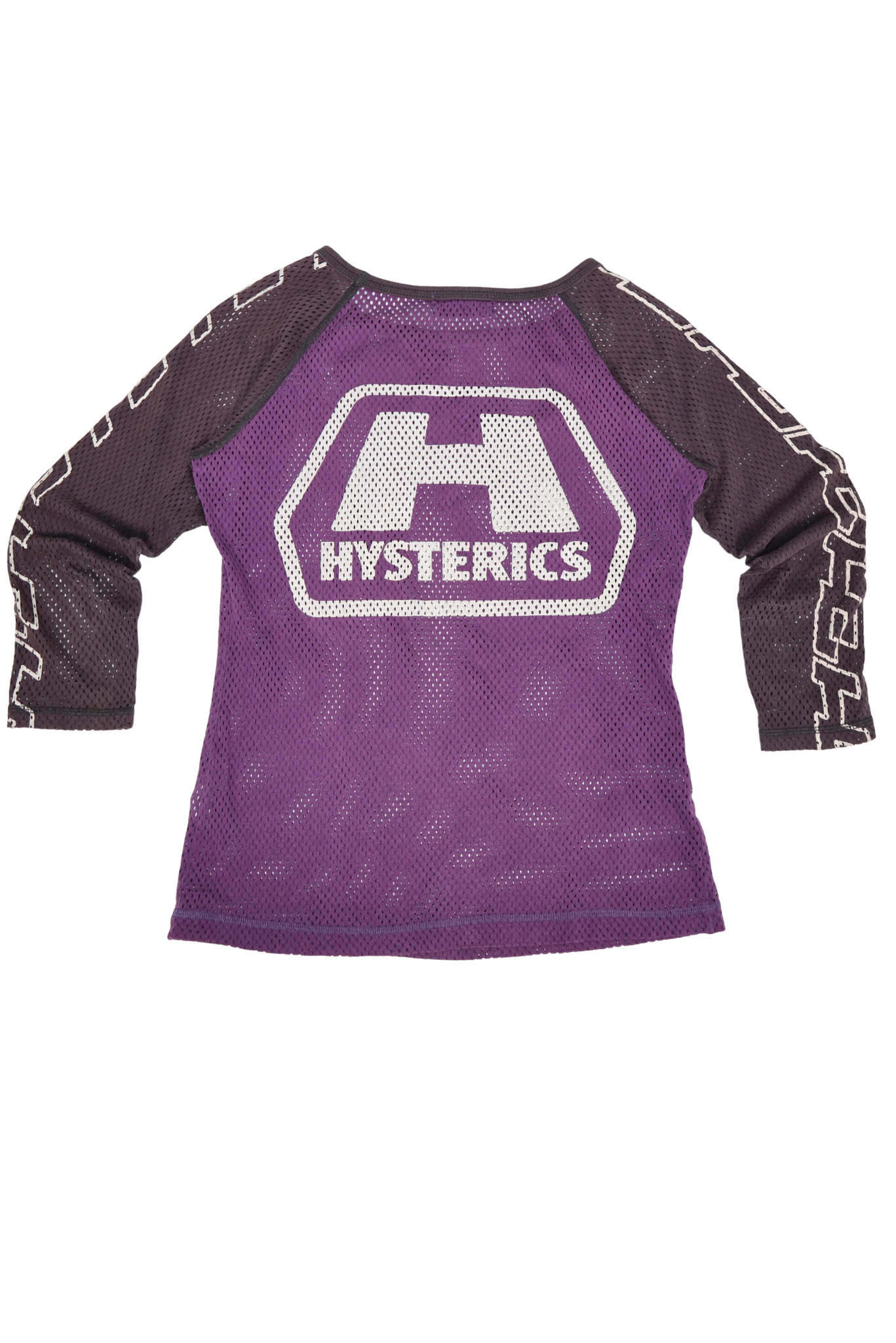 1990s Hysteric Glamour Purple "Hysteric" Mesh Long Sleeve