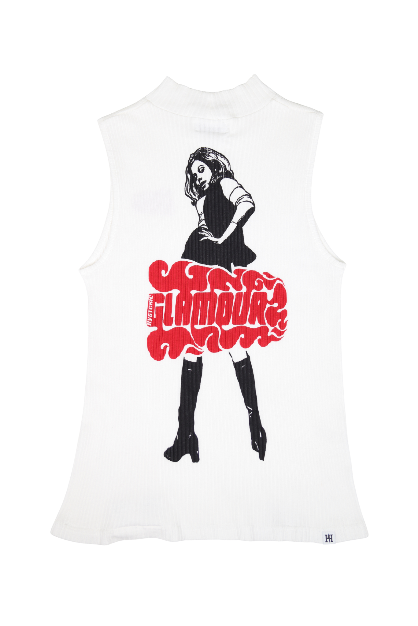 Hysteric Glamour Vixen Zip White Ribbed Tank