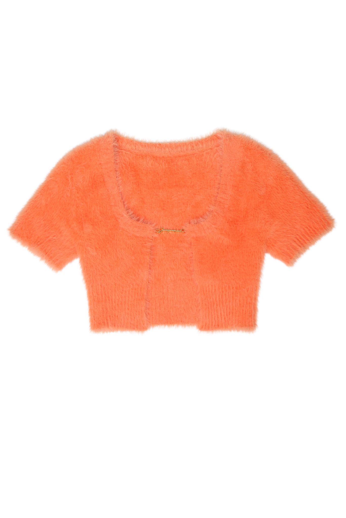 Rare Jacquemus “La Mille Neve” Fuzzy Orange Cropped Cardigan