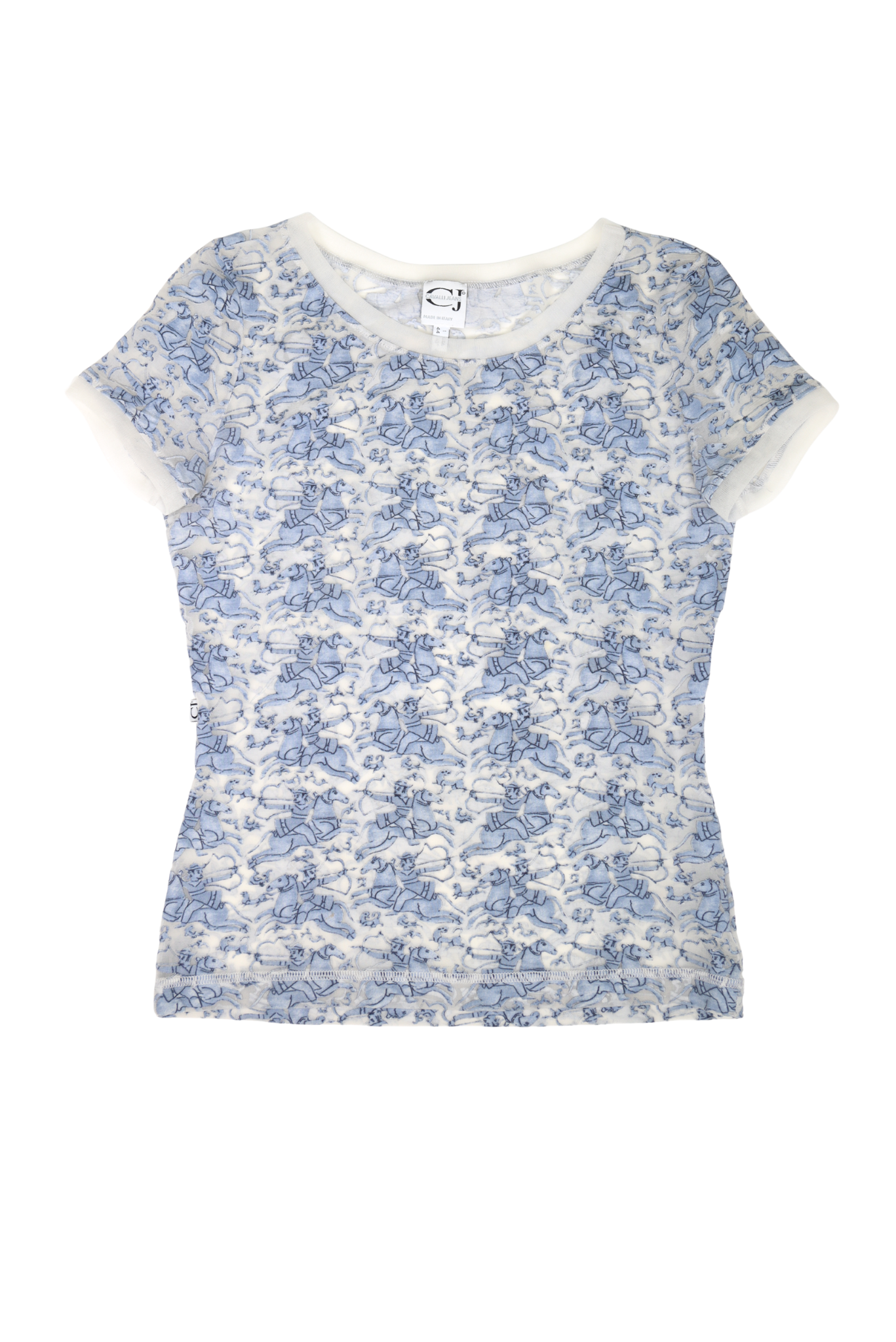 Vintage Just Cavalli Warrior Baby Blue Semi Sheer Shirt