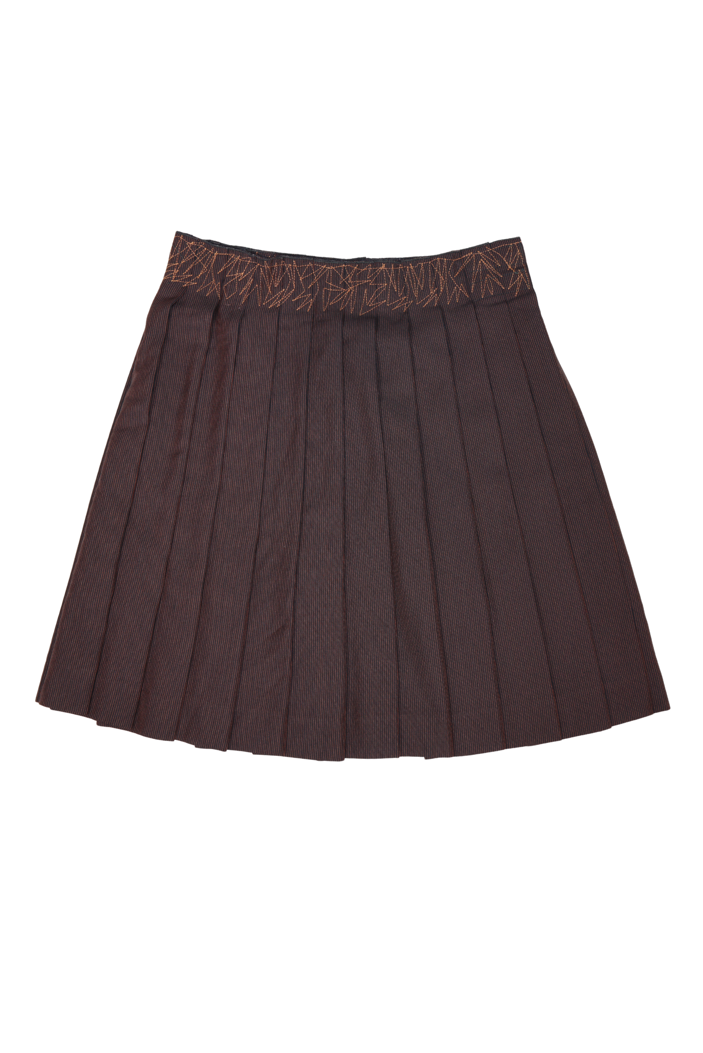 Vintage Jean Paul Gaultier Brown Pleated Topstitch Skirt