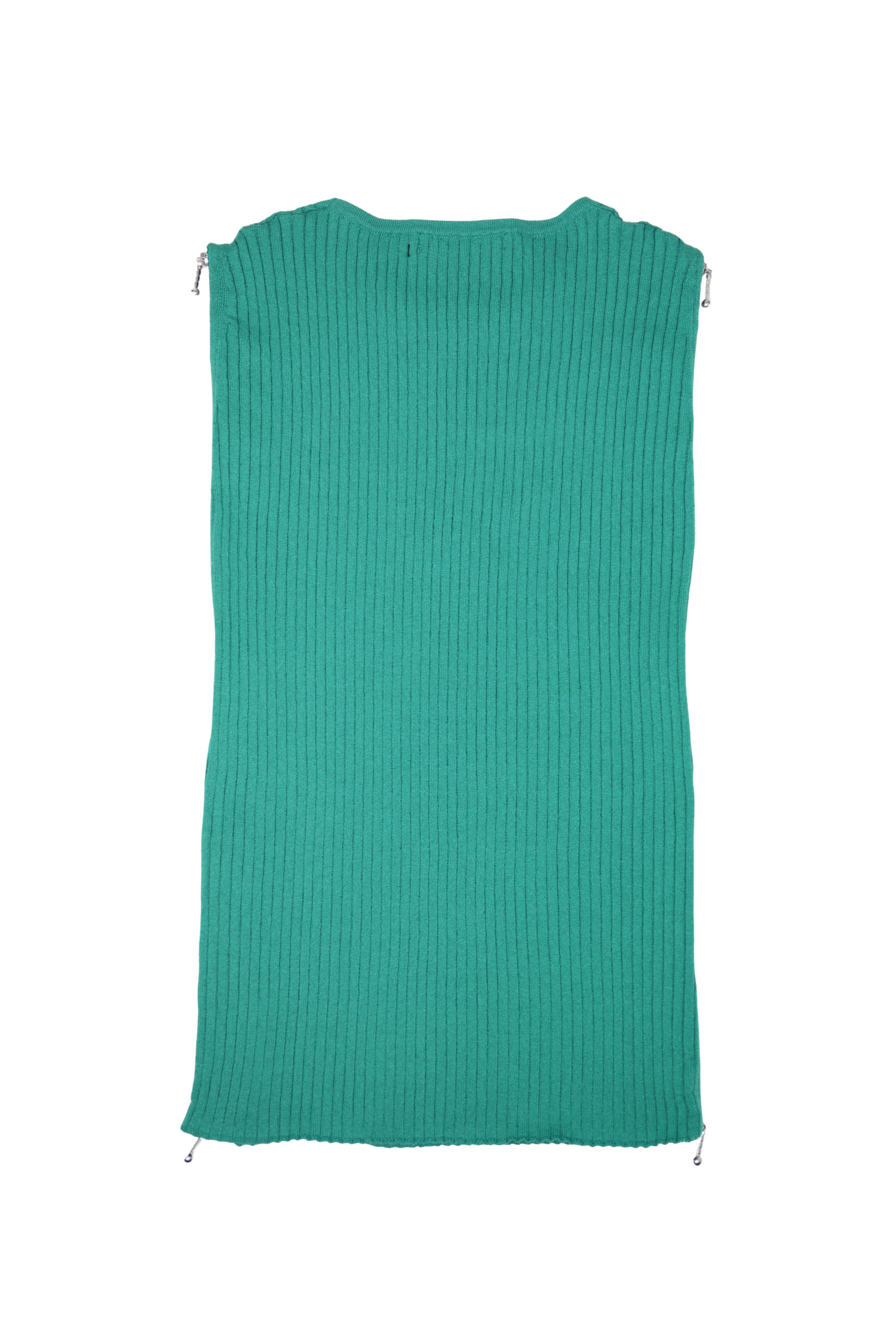Hysteric Glamour Knit Ribbed Teal Logo Zipper Tank