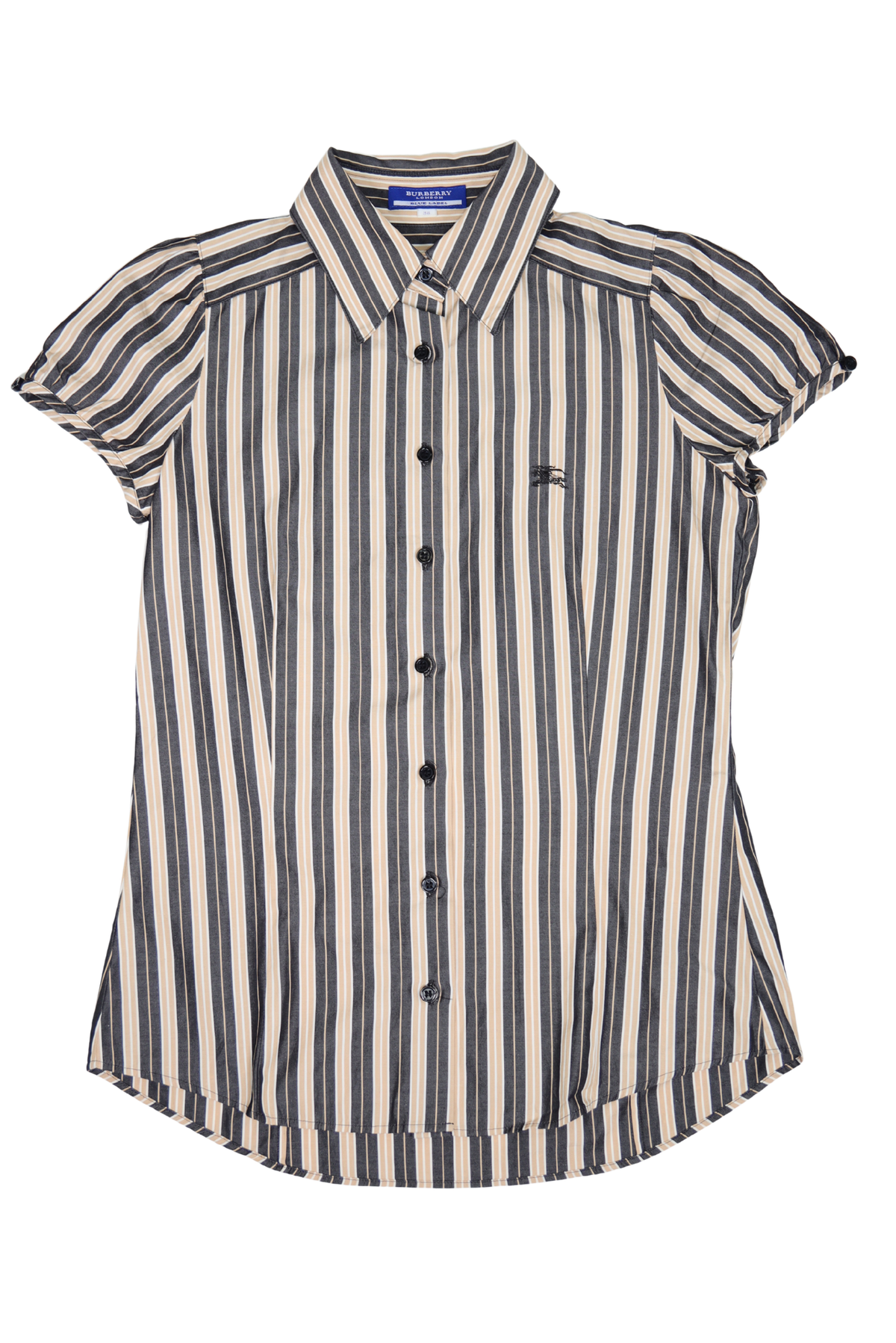 Vintage Burberry Blue Label Pinstripe Button Down Blouse