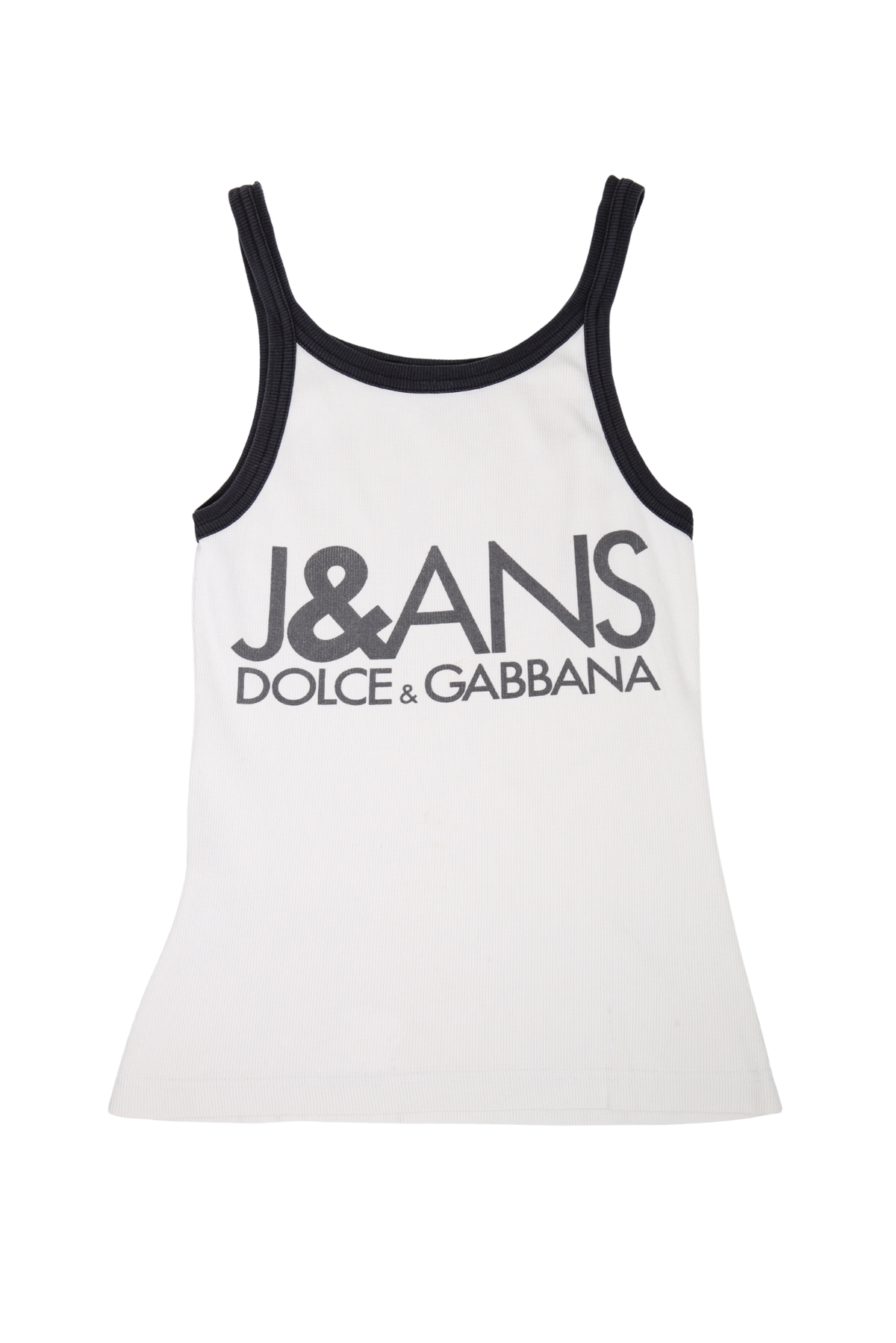 Vintage Dolce & Gabbana White Ribbed Black Trim Tank
