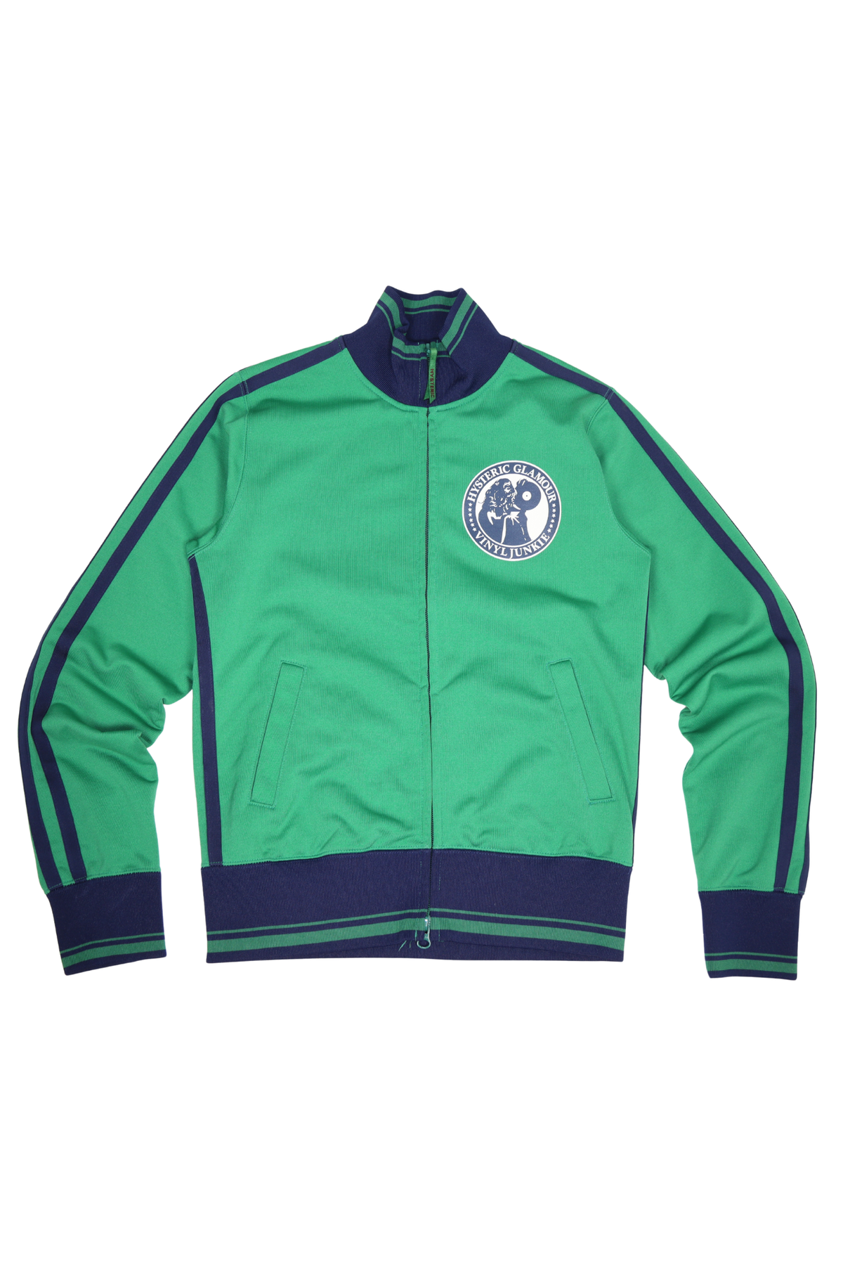 1990s Hysteric Glamour Vinyl Junkie Emerald Track Jacket