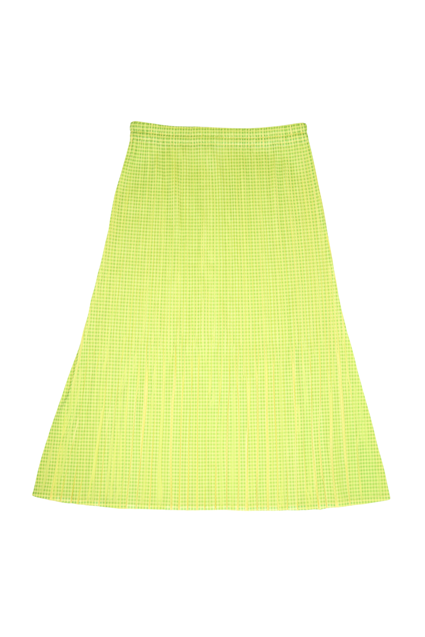 ISSEY MIYAKE PLEATS PLEASE Lemon/Lime Checkered Skirt