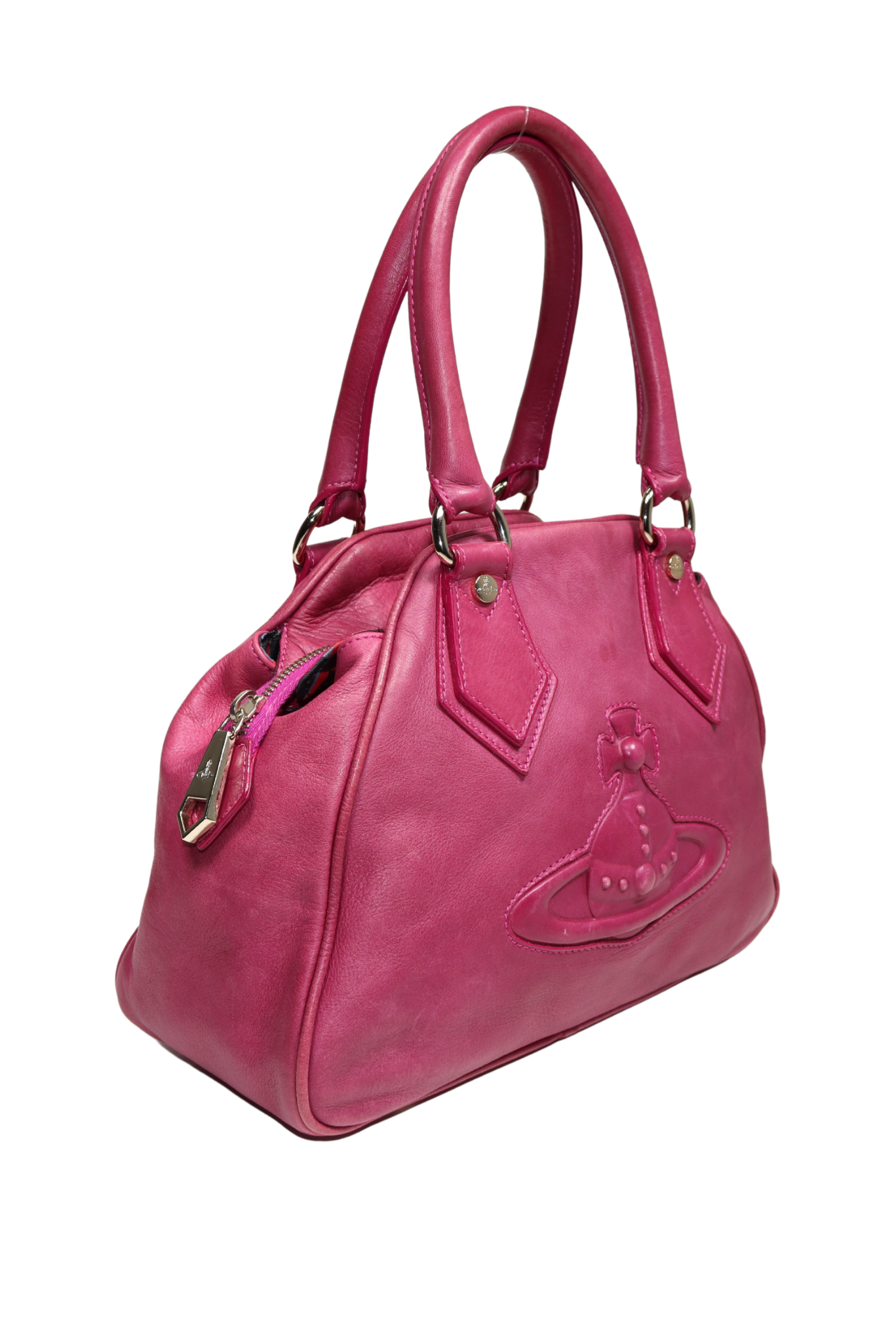 Vivienne Westwood Magenta Leather Orb Logo Leather Bag