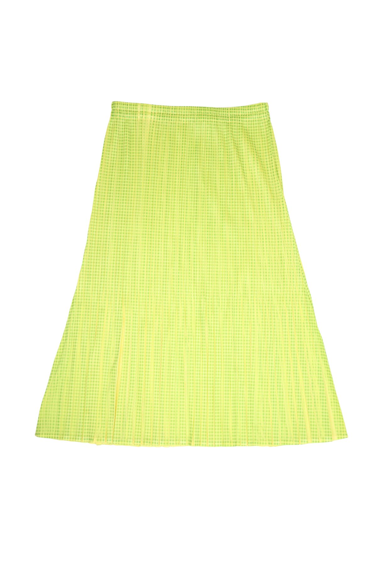 ISSEY MIYAKE PLEATS PLEASE Lemon/Lime Checkered Skirt