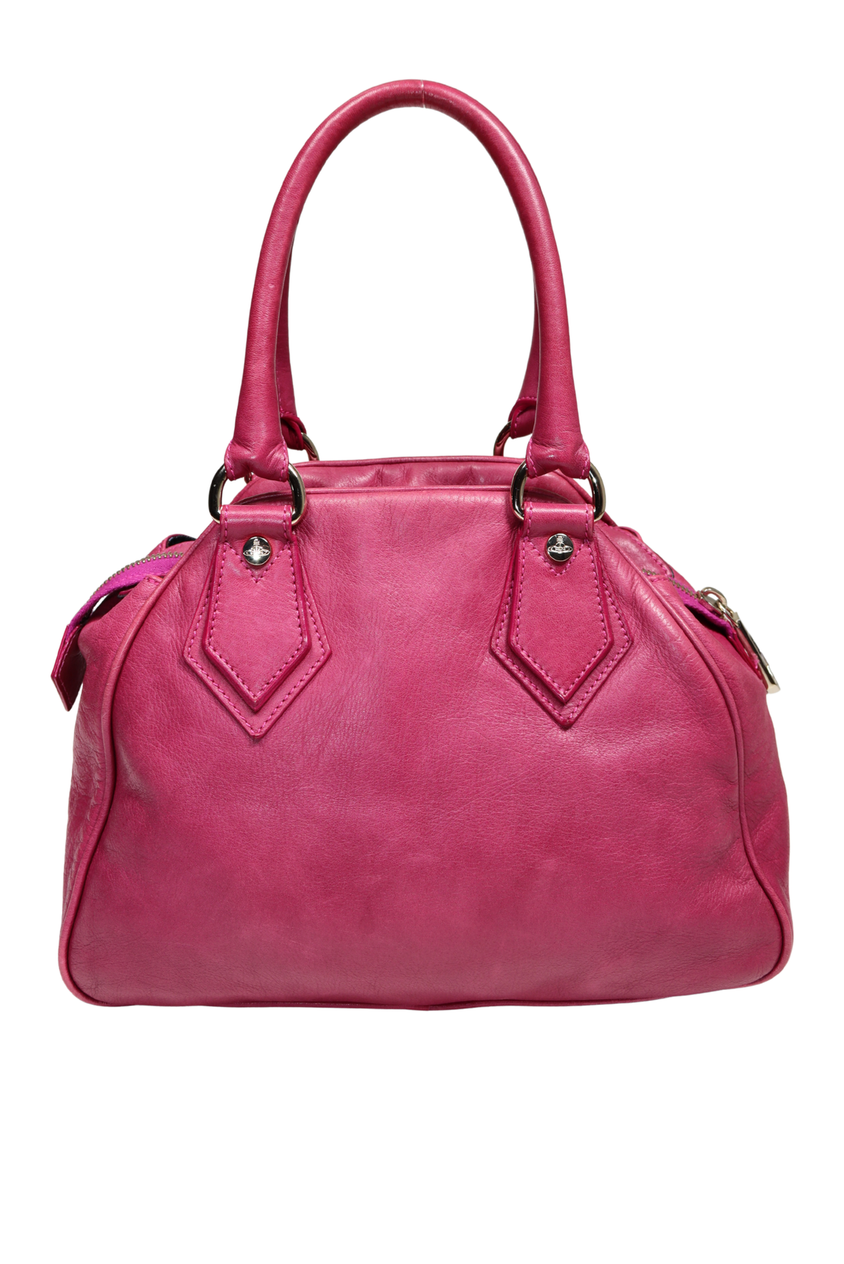 Vivienne Westwood Magenta Leather Orb Logo Leather Bag