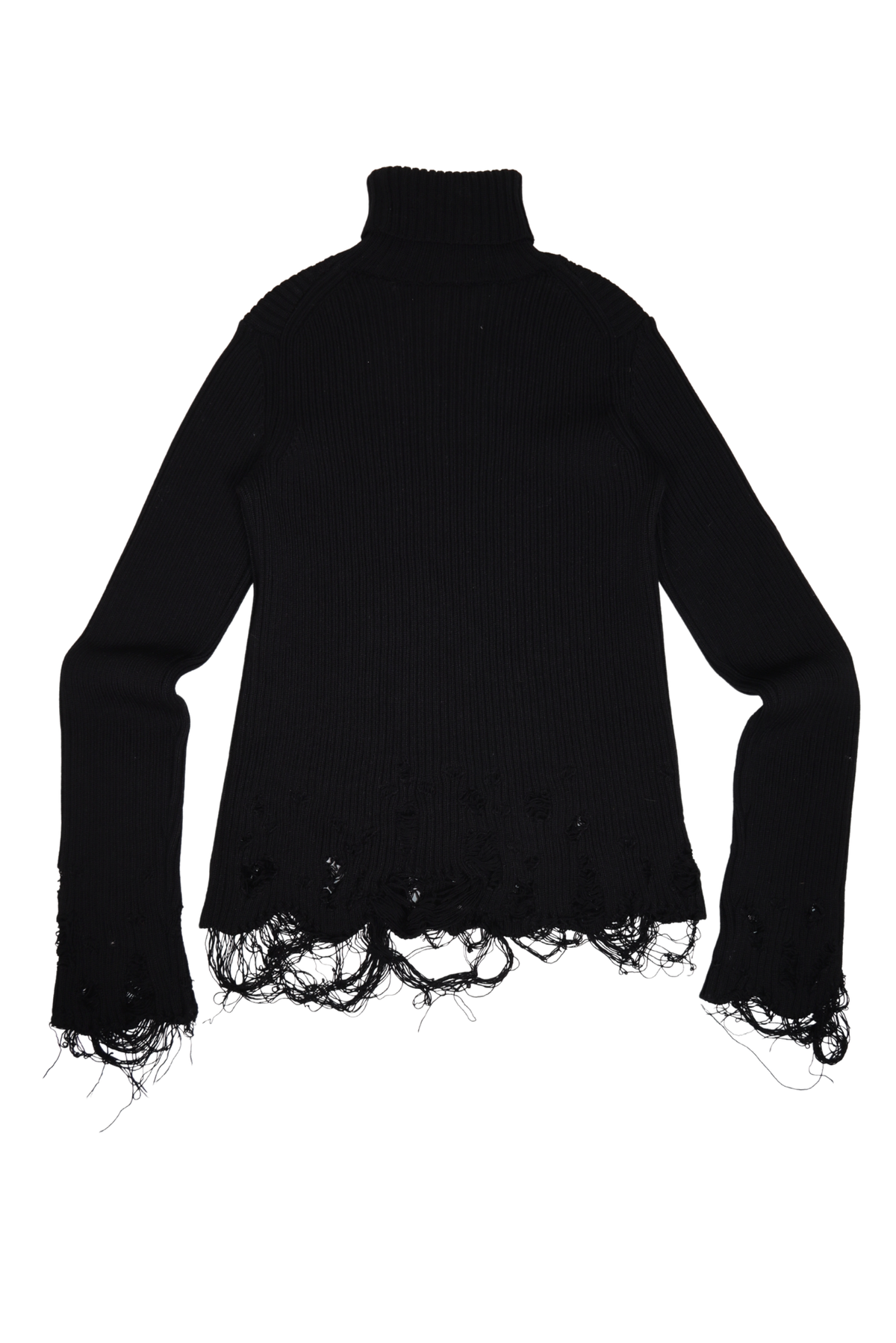 Balenciaga Distressed Ribbed Black Turtleneck
