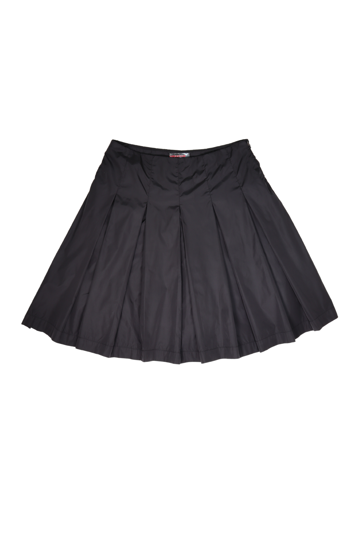 Vintage 90s Prada Sport Nylon Box Pleated Mid Length Skirt