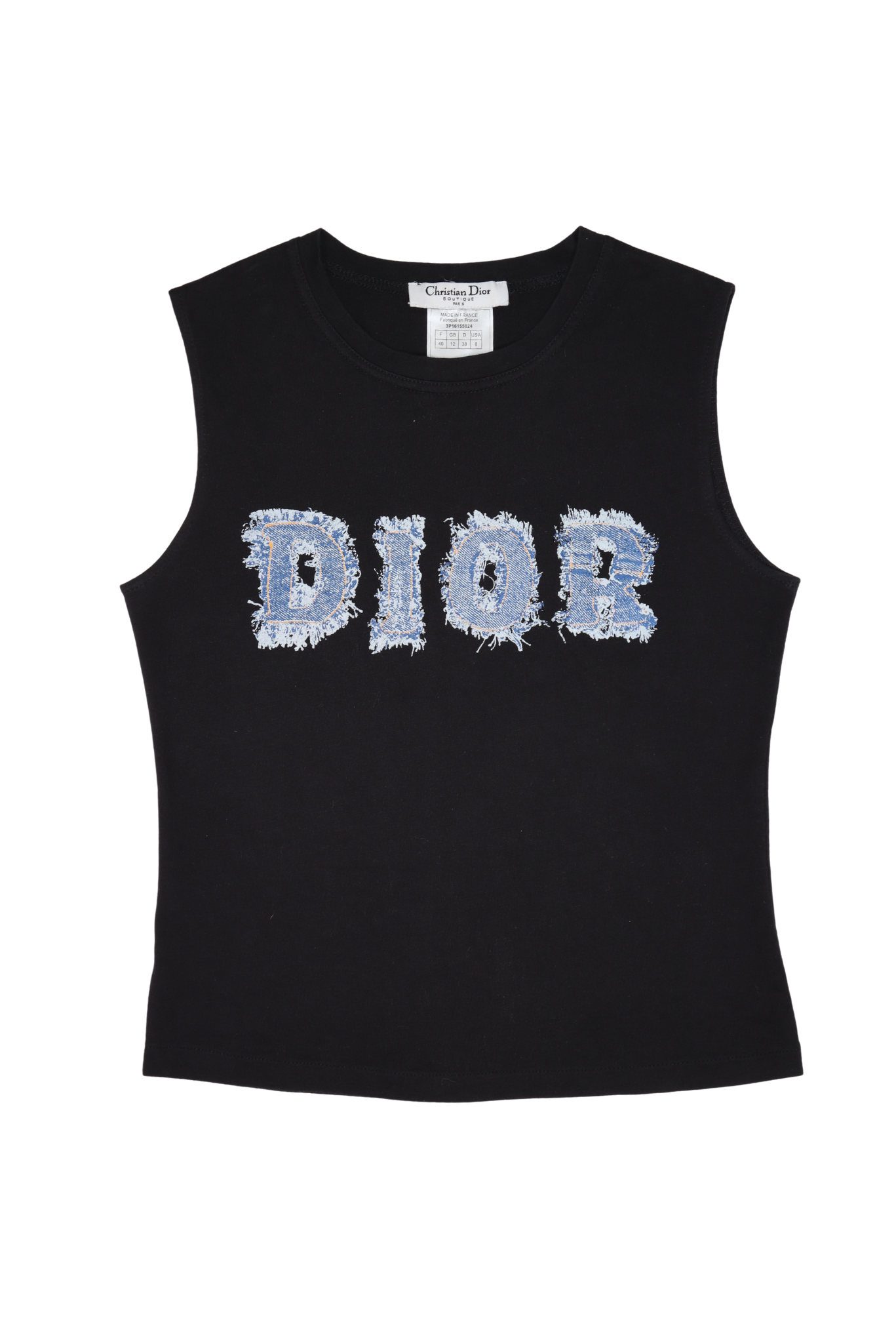 トップス Christian Dior Galliano Tank Top denim Vintage 2003 Christian Dior Galliano Era Denim Logo Tank