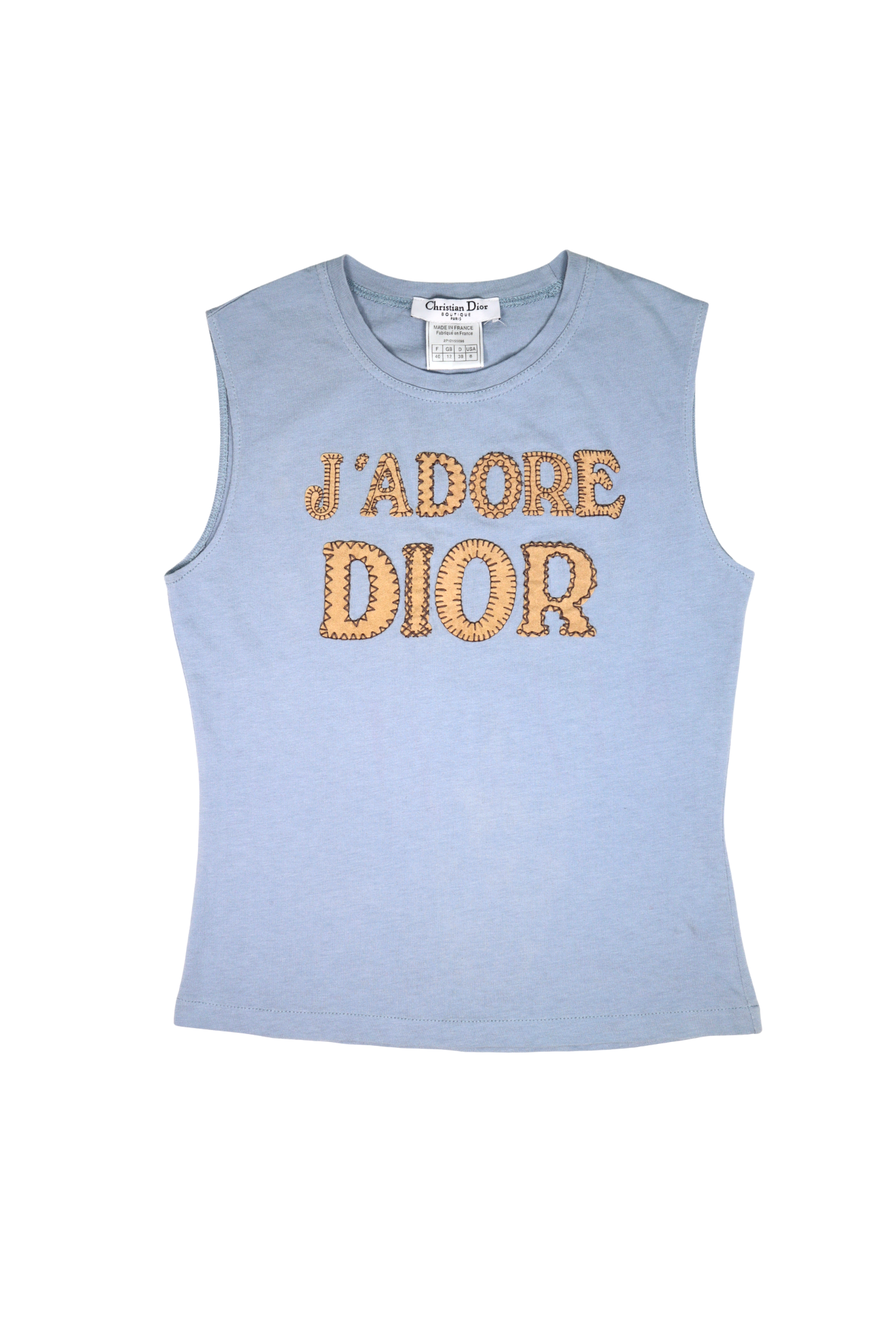 Vintage Christian Dior 2003 J'ADORE Dior Stitch Powder Blue Tank Top
