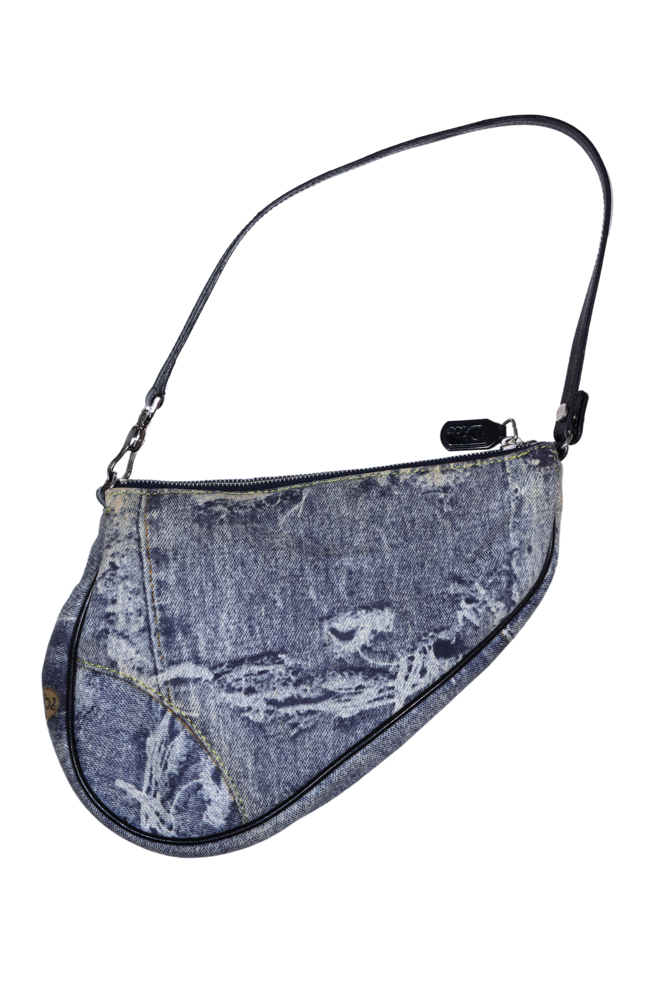 Christian Dior 2002 Denim Print Saddle Bag