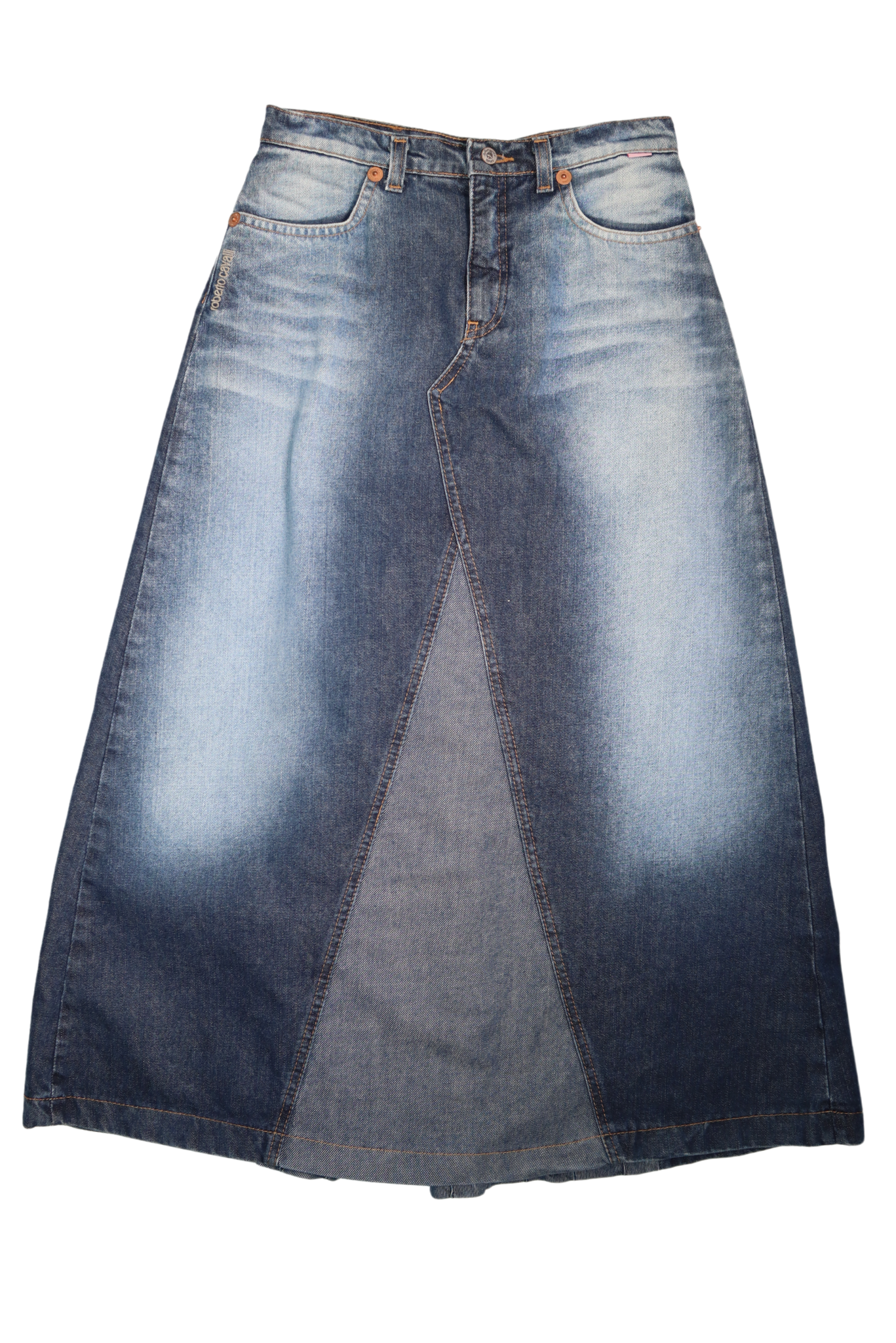 Roberto Cavalli Angels Denim Maxi Skirt