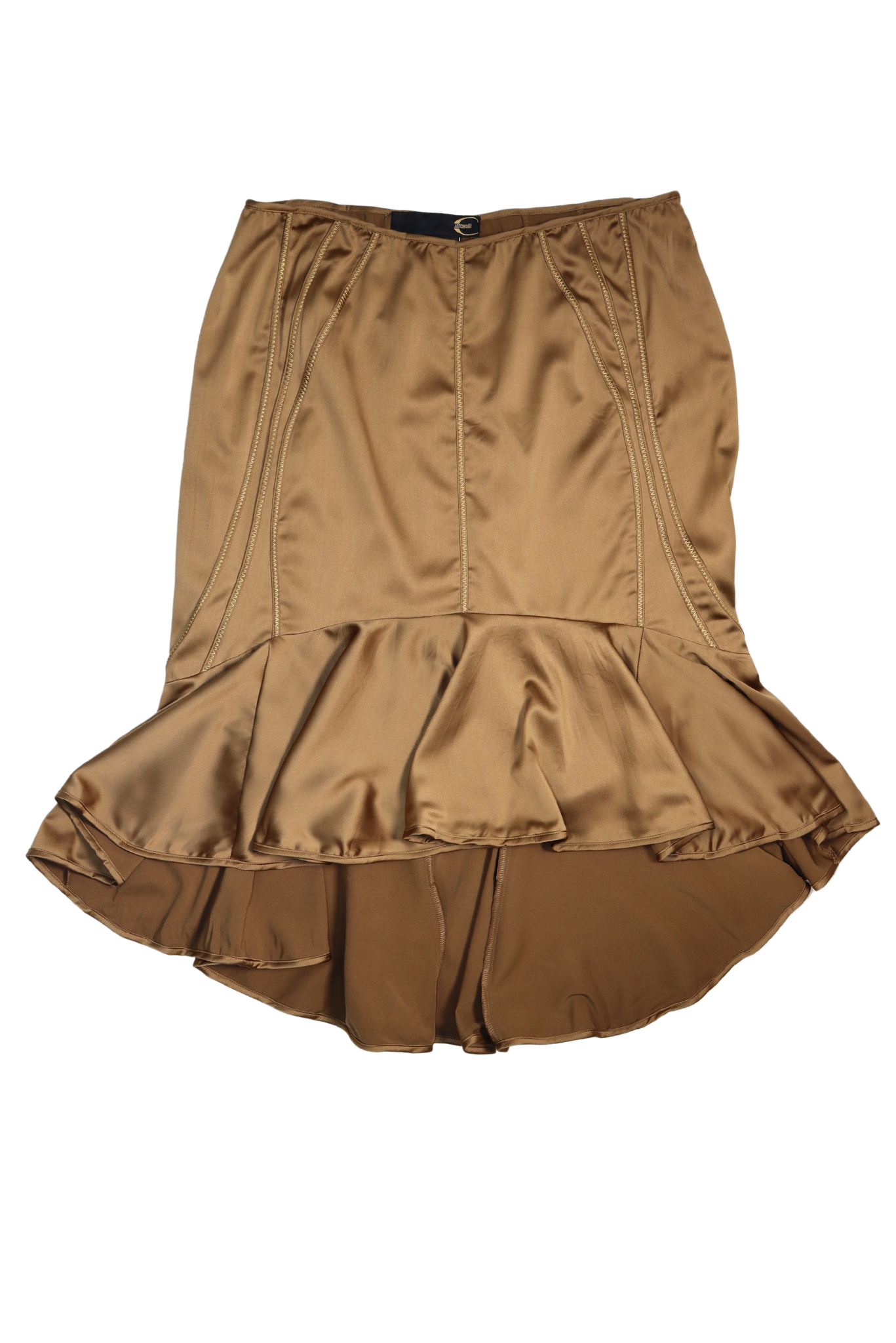 Just Cavalli Satin Skirt with Ruffle Trim