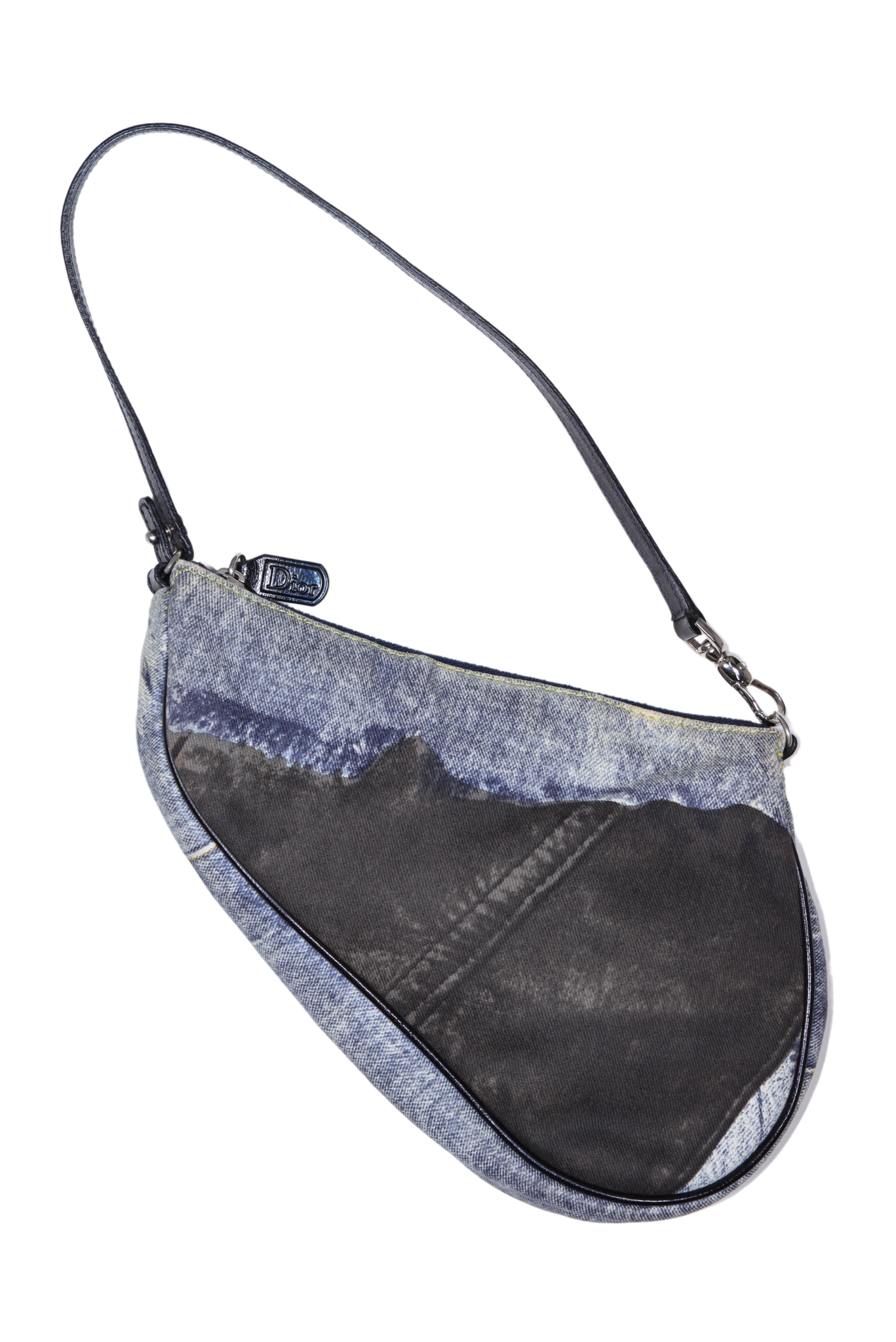Christian Dior 2002 Denim Print Saddle Bag