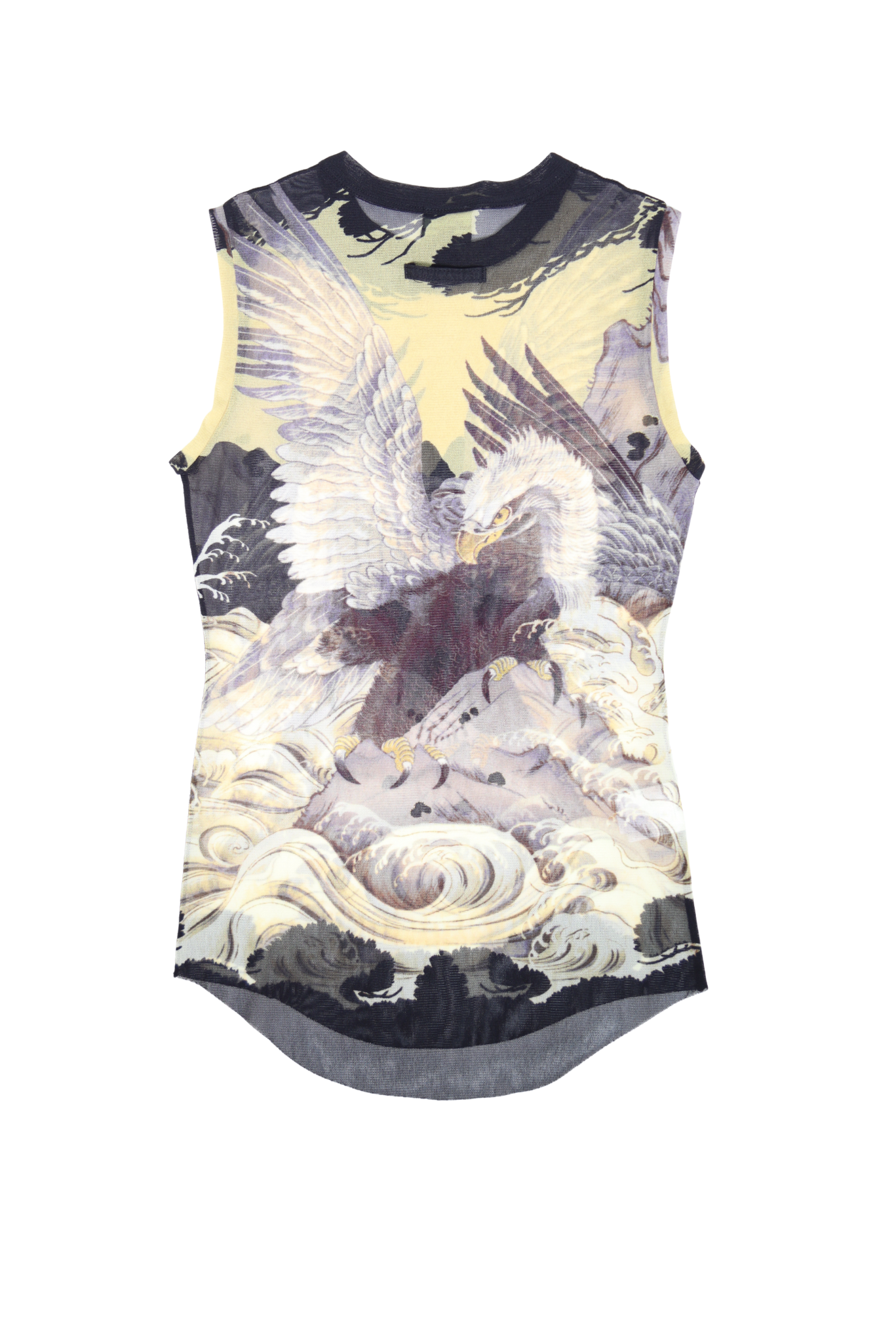 Vintage Jean Paul Gaultier Femme 1994 Golden Eagle Printed Mesh Tank