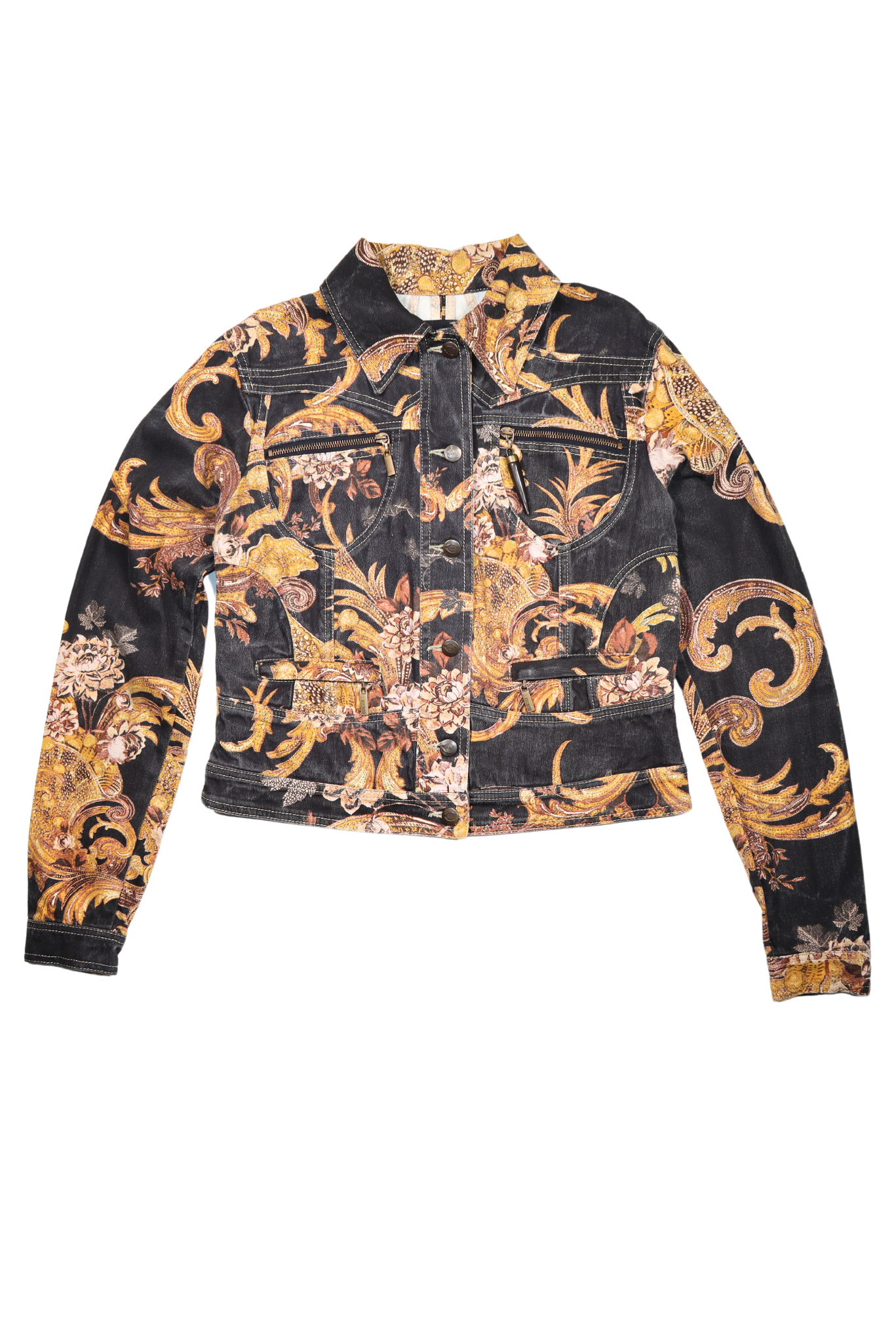 Cavalli Ornate Printed Denim Jacket