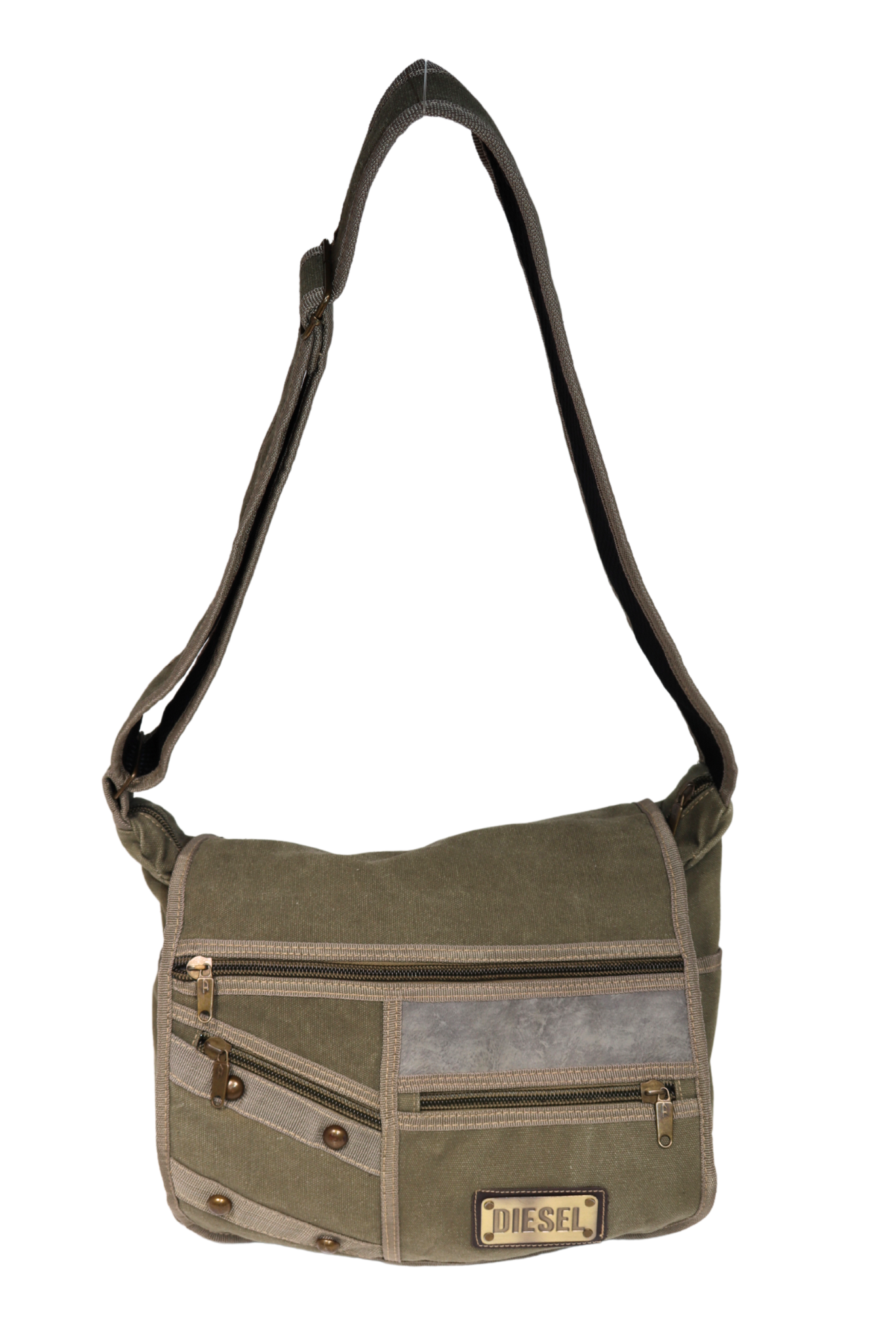 DIESEL on sale vintage Canvas Handbag 14x12x4 Olive Unisex