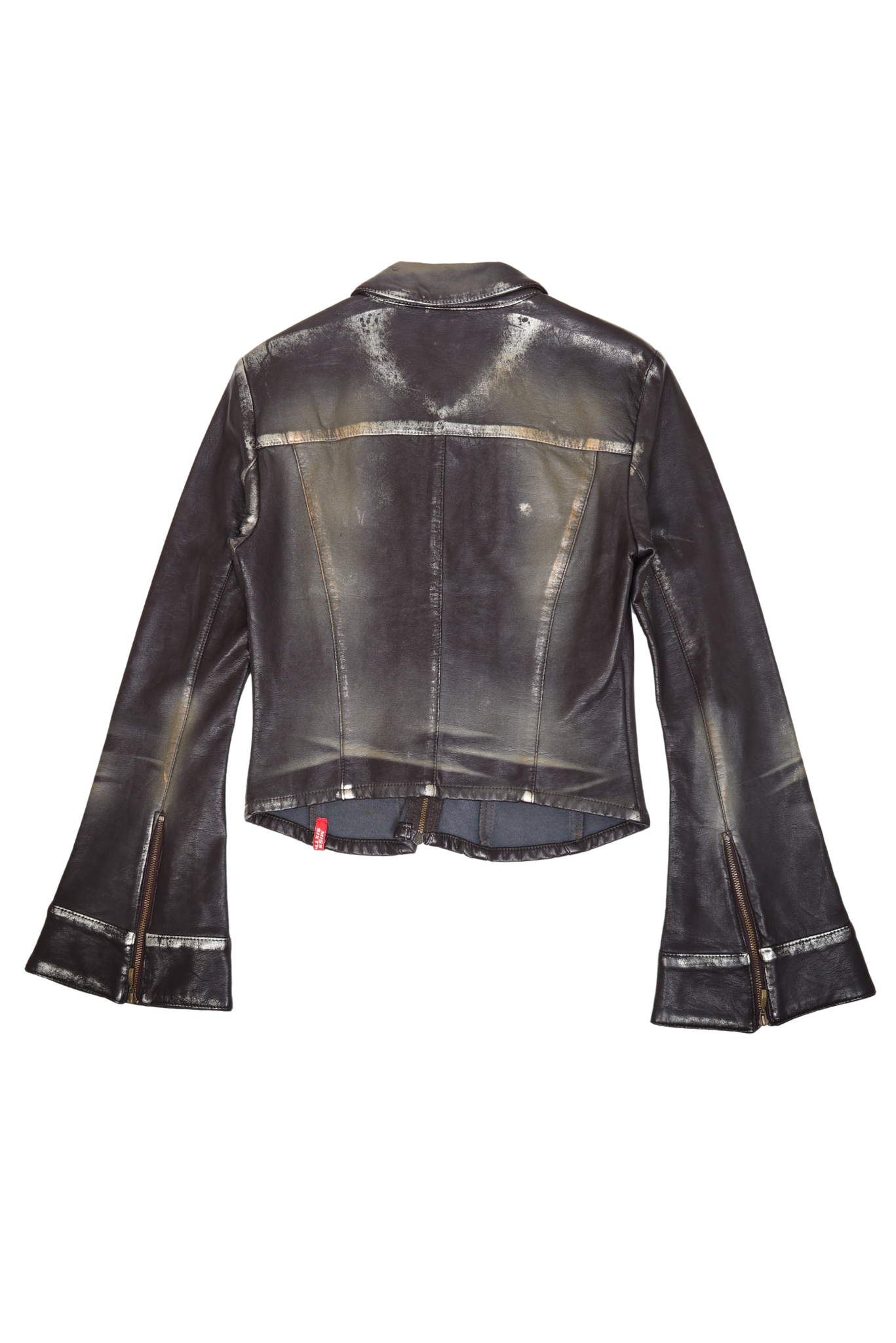 Vintage Miss Sixty Distressed Leather Flared Sleeve Jacket