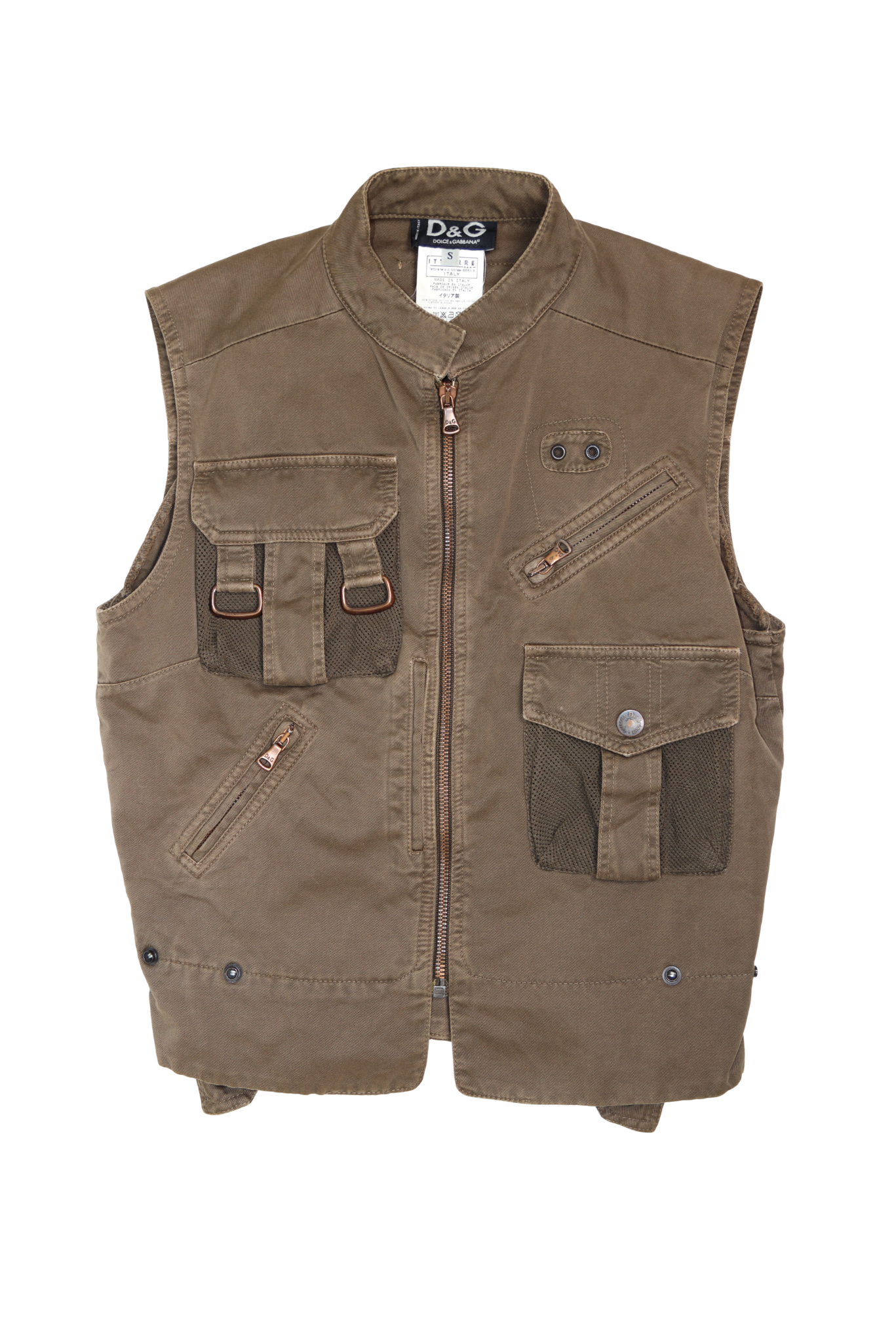 Vintage S/S 2003 Dolce & Gabbana Khaki Military Cargo Vest