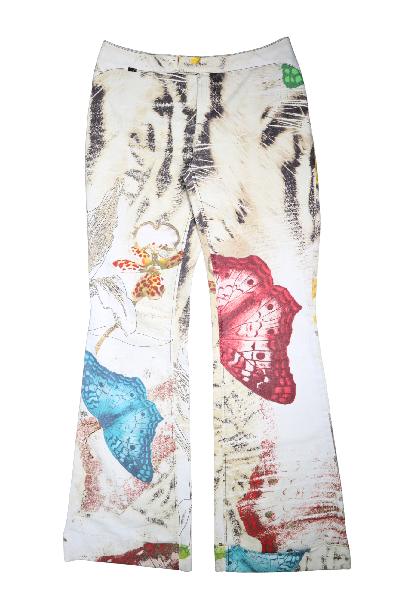 Vintage Roberto Cavalli Butterfly Print Bell-Bottom Jeans