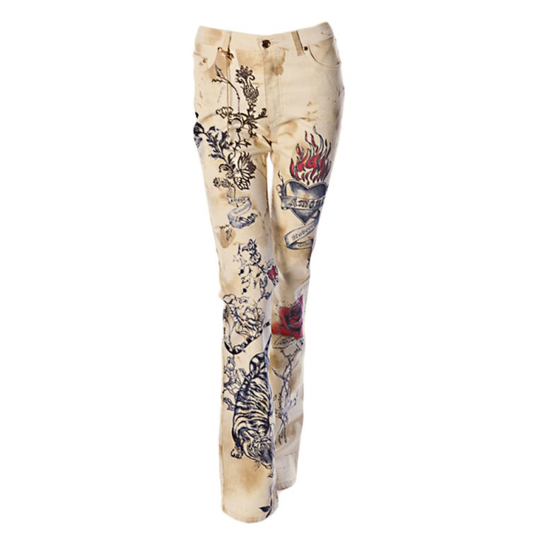 Roberto Cavalli S/S 2003 Amour Tiger Tattoo Pants