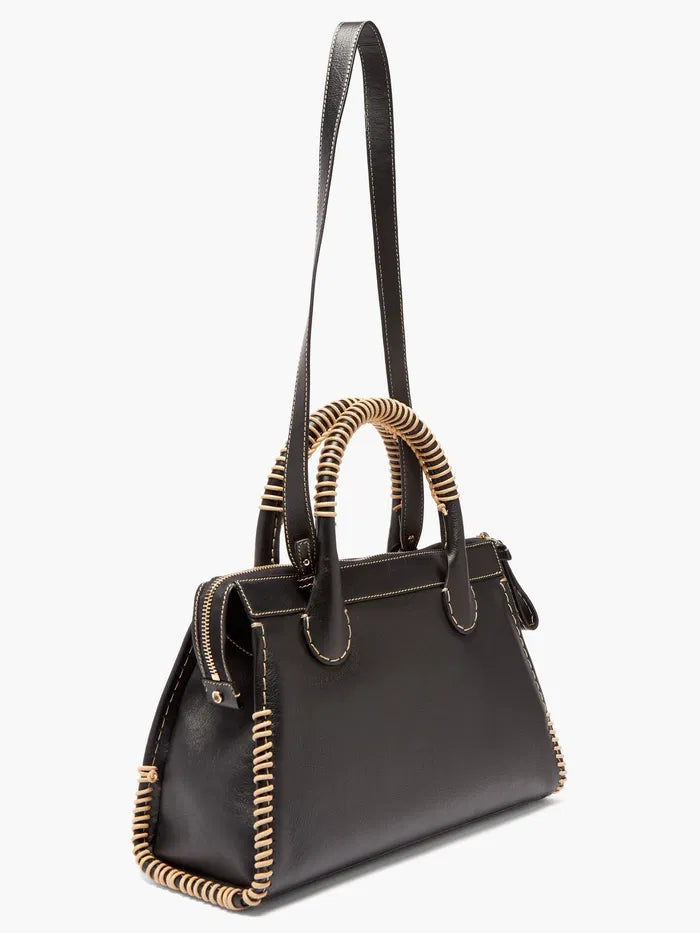 Chloé Edith Whipstitched Medium Leather Tote with Single Shoulder Strap