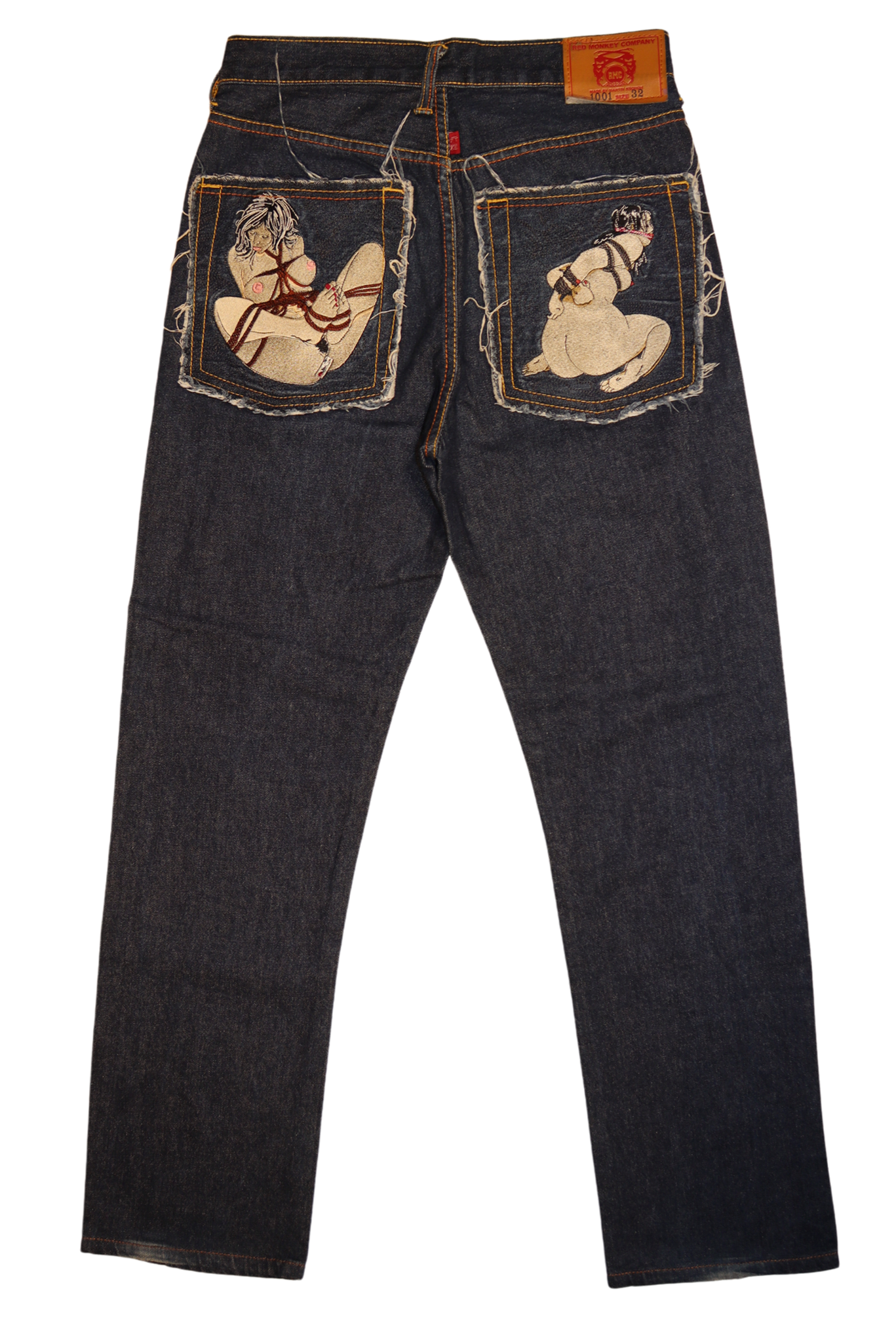 Red Monkey Araki Embroidered Denim