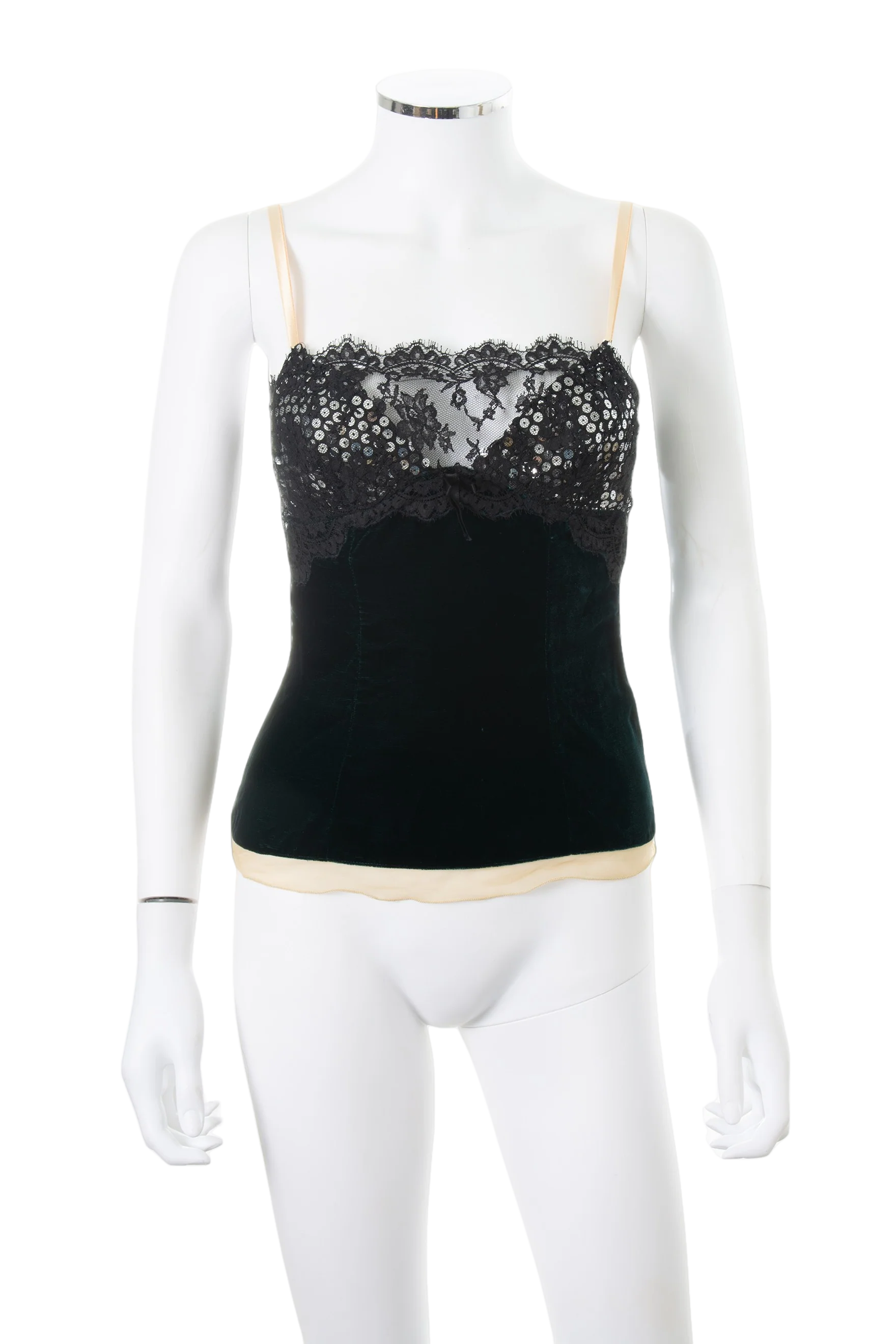 2005 Dolce & Gabbana Velvet & Lace Cami With Sequin Bodice