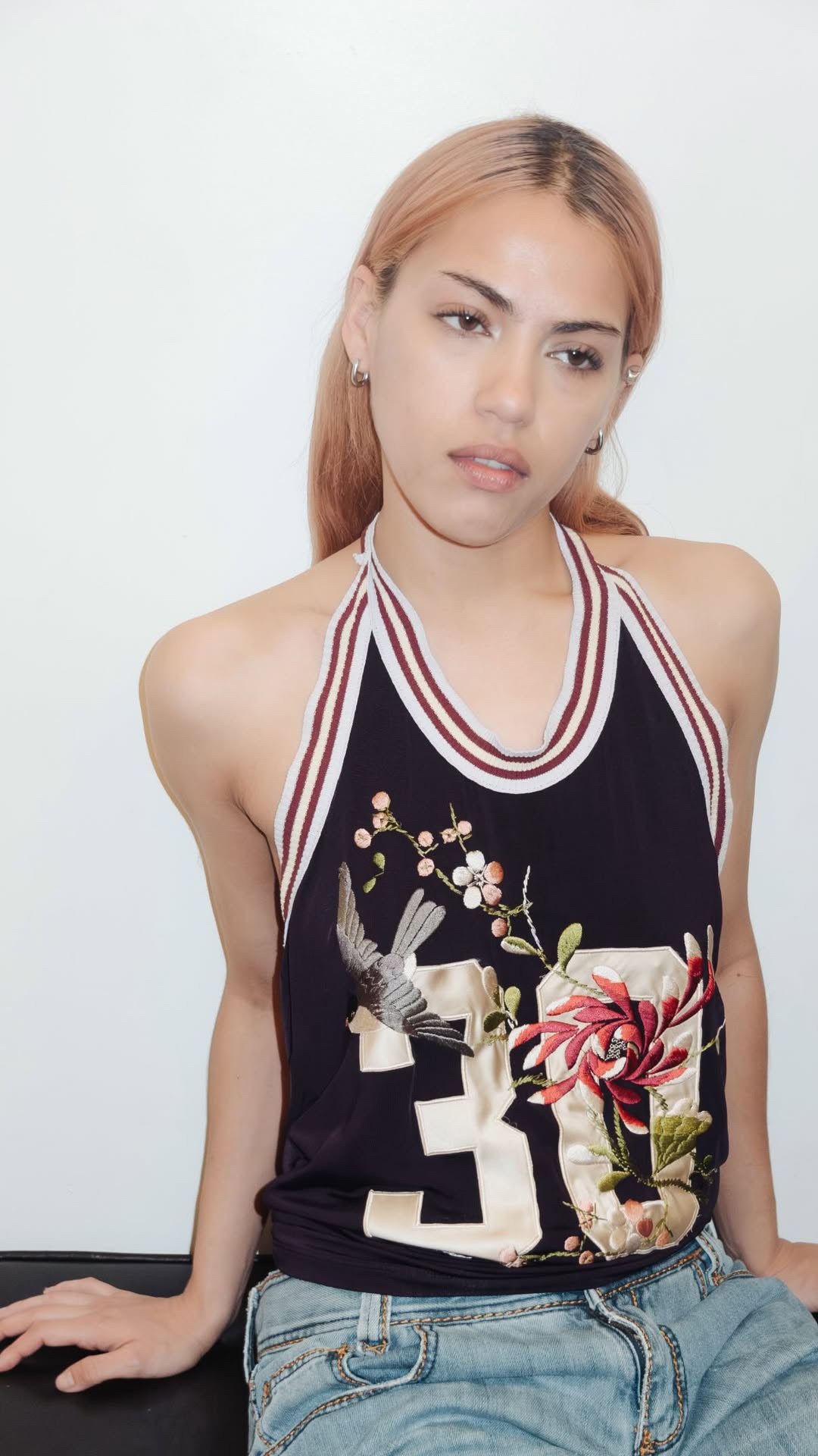 Vintage Jean Paul Gaultier Maille "30" Embroidered Halter Top