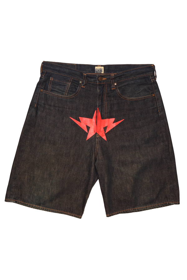 Bape Red Star Denim Shorts