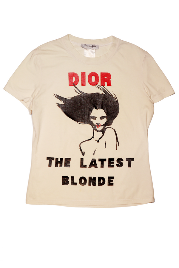 Vintage Dior Galliano “Latest Blonde” White T-shirt