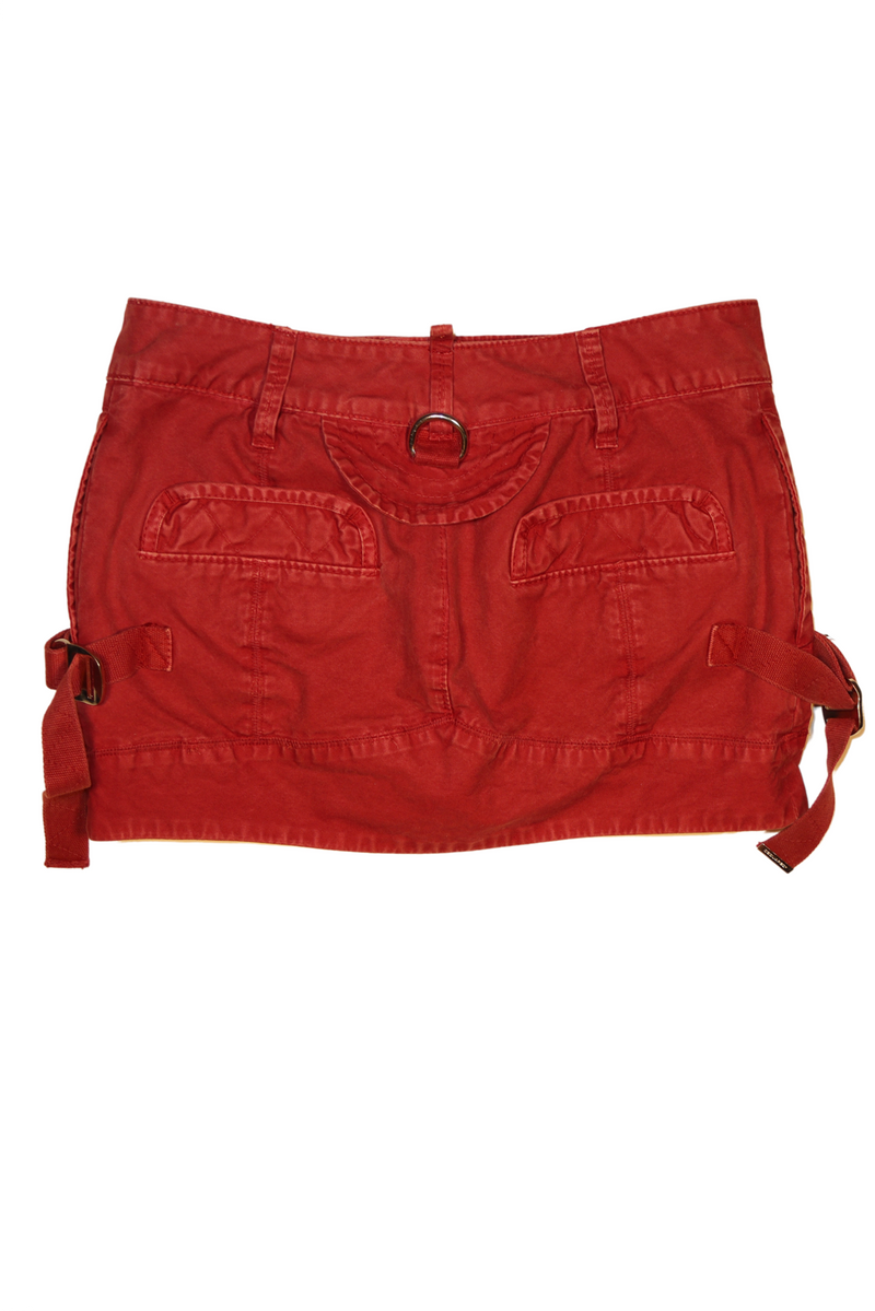 Vintage 2003 Dsquared Red Utility Pocket Mini Skirt