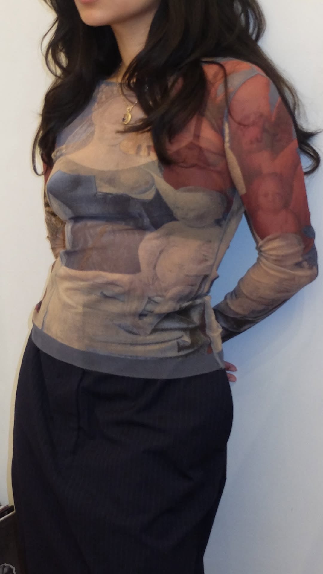 Jean Paul Gaultier S/S 1995 Fouquet "Virgin and Child" Mesh Longsleeve