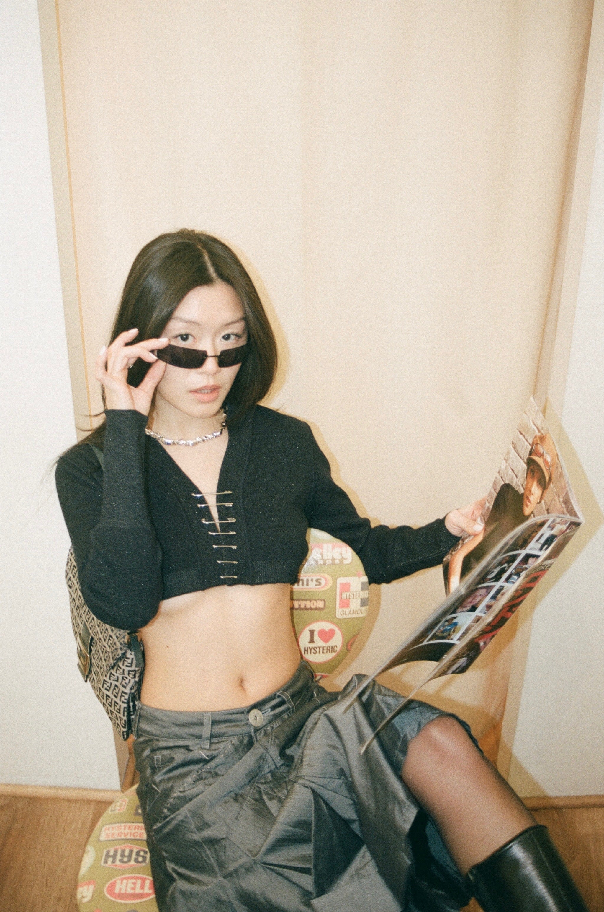 Jean-Paul GAULTIER FEMME チェーンメイル　カーディガン Rare Jean Paul Gaultier Maille Cropped Safety Pin Sweater