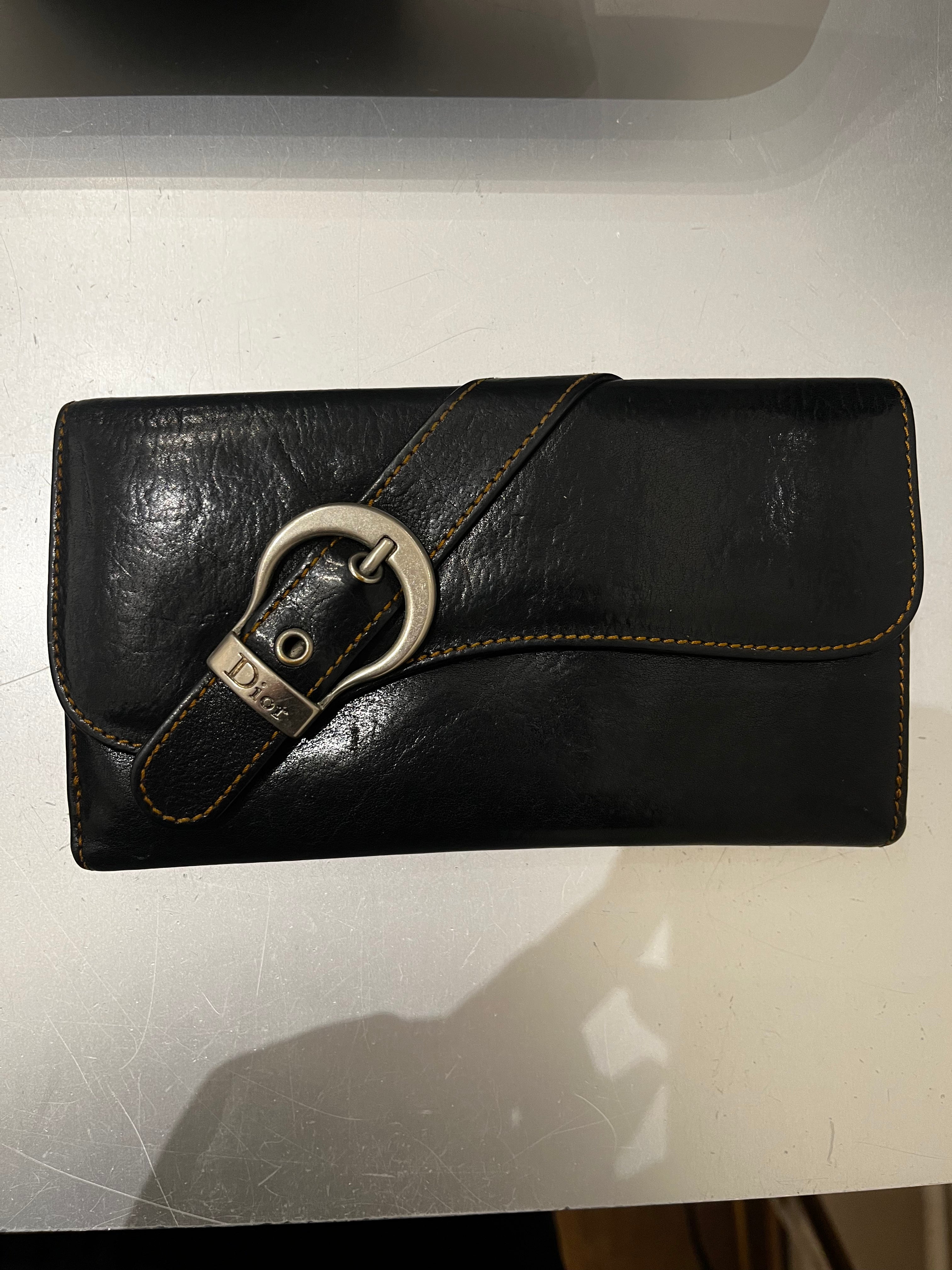 Vintage Dior Gaucho Saddle Silver Buckle Wallet