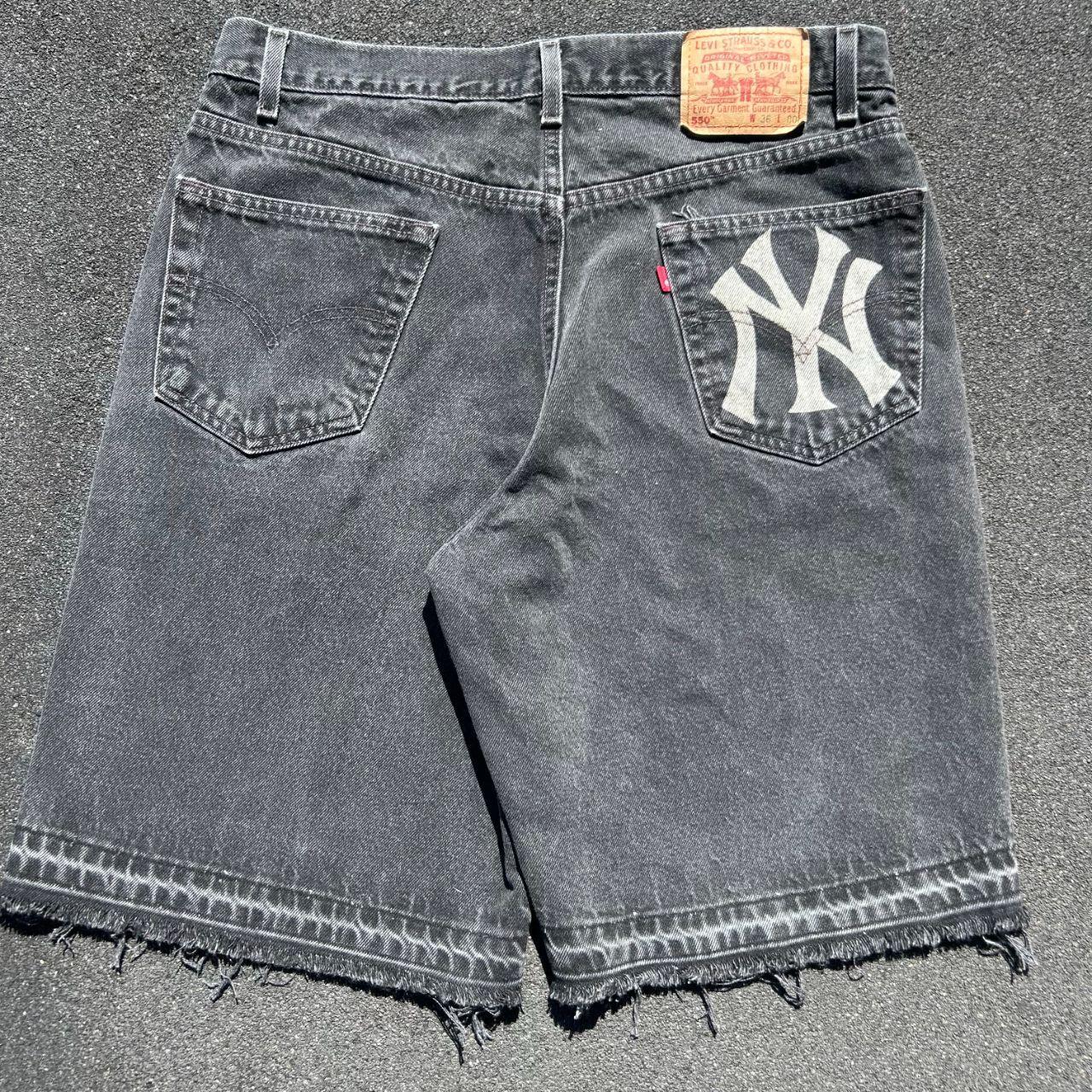 Vintage Levis 550 NY Yankees Black Denim shorts