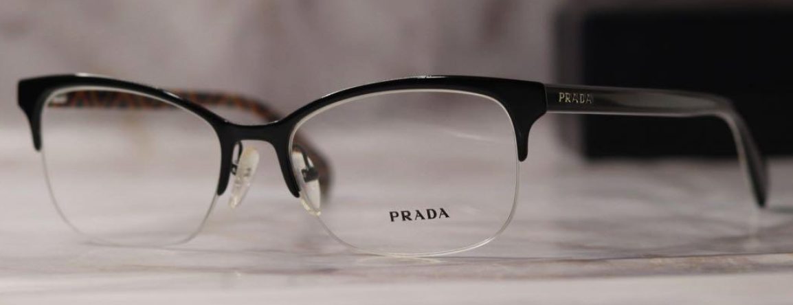 PRADA Half Frame Clear Lense Logo Reader Glasses (Non-Prescription)