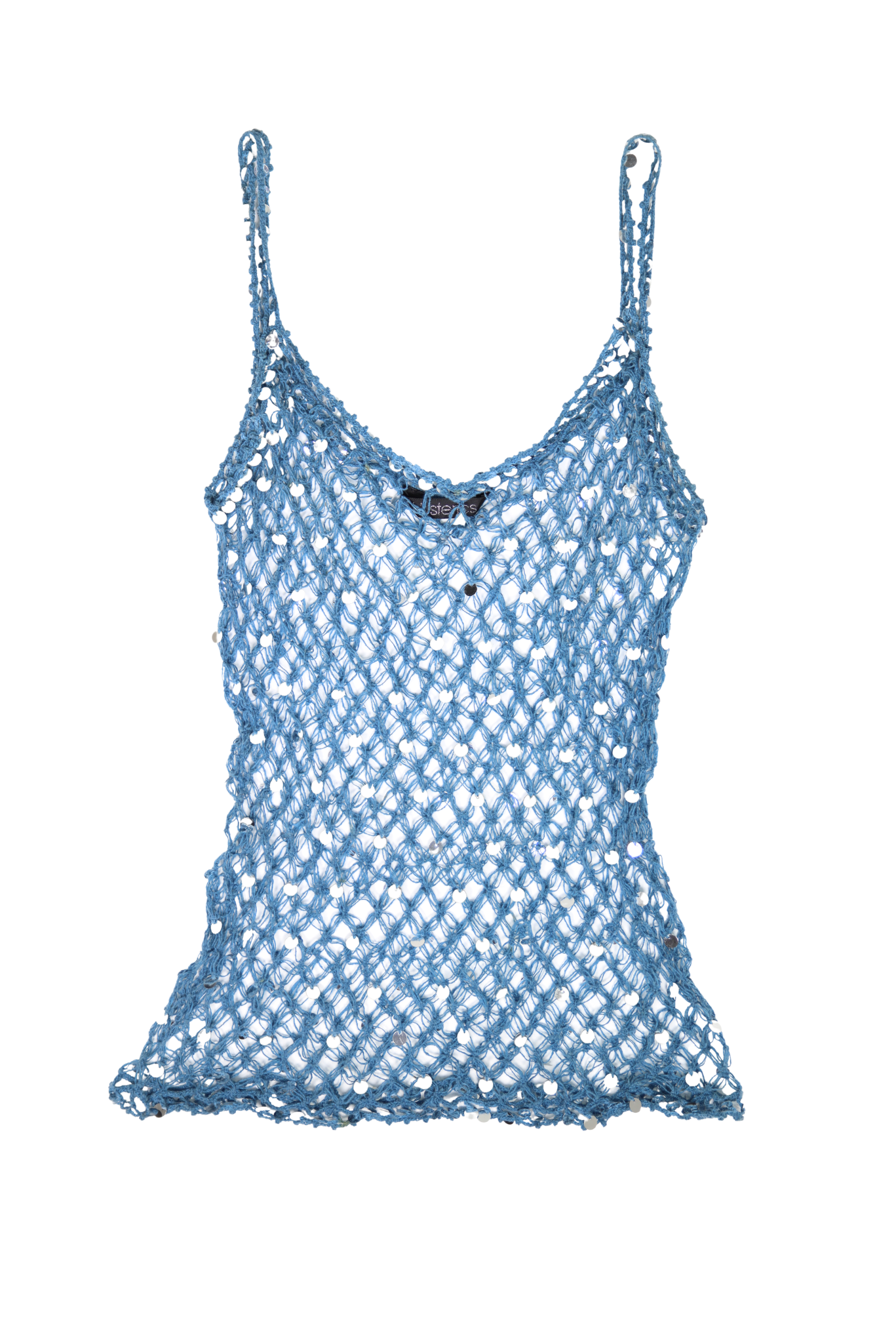 RARE 90s Vintage Hysteric Glamour Sequined Blue Crocheted Tank