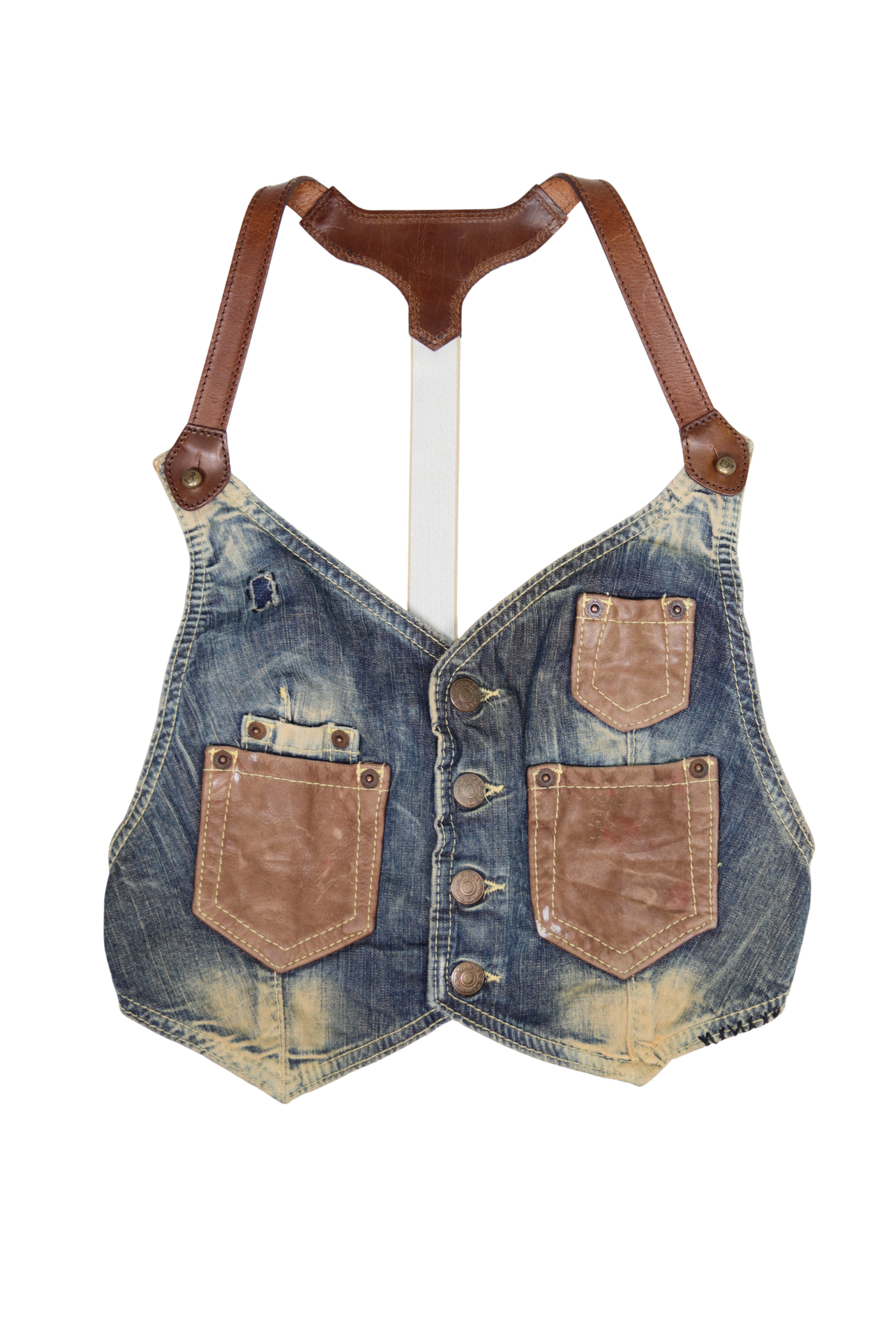 Rare Dsquared2 Denim & Leather Vest