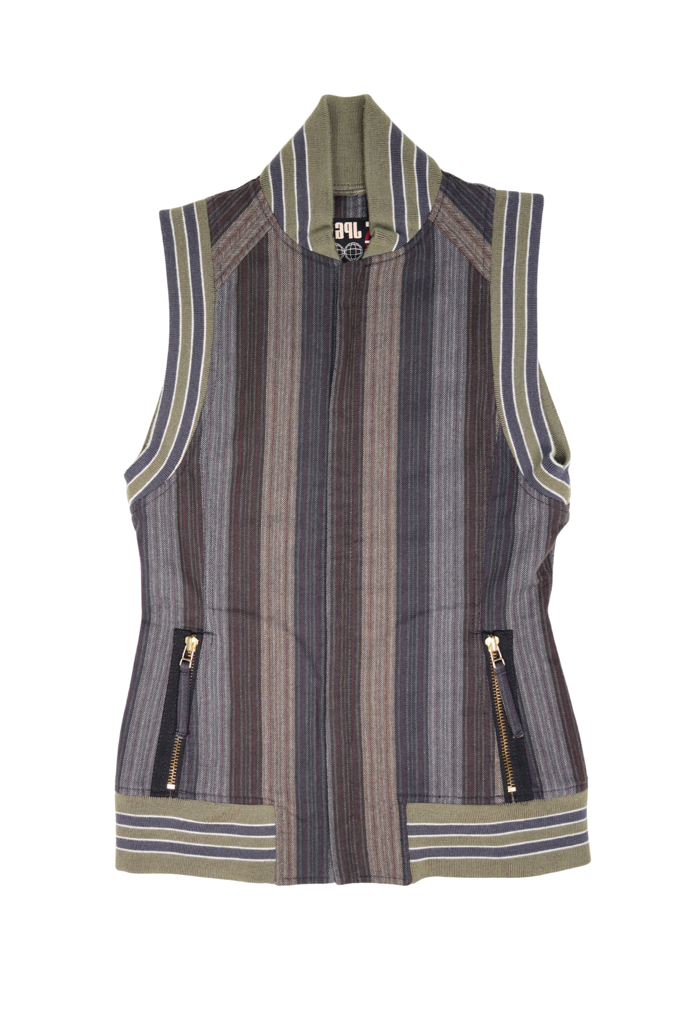 Vintage Jean Paul Gaultier Herringbone Sleeveless Zip-Up Vest