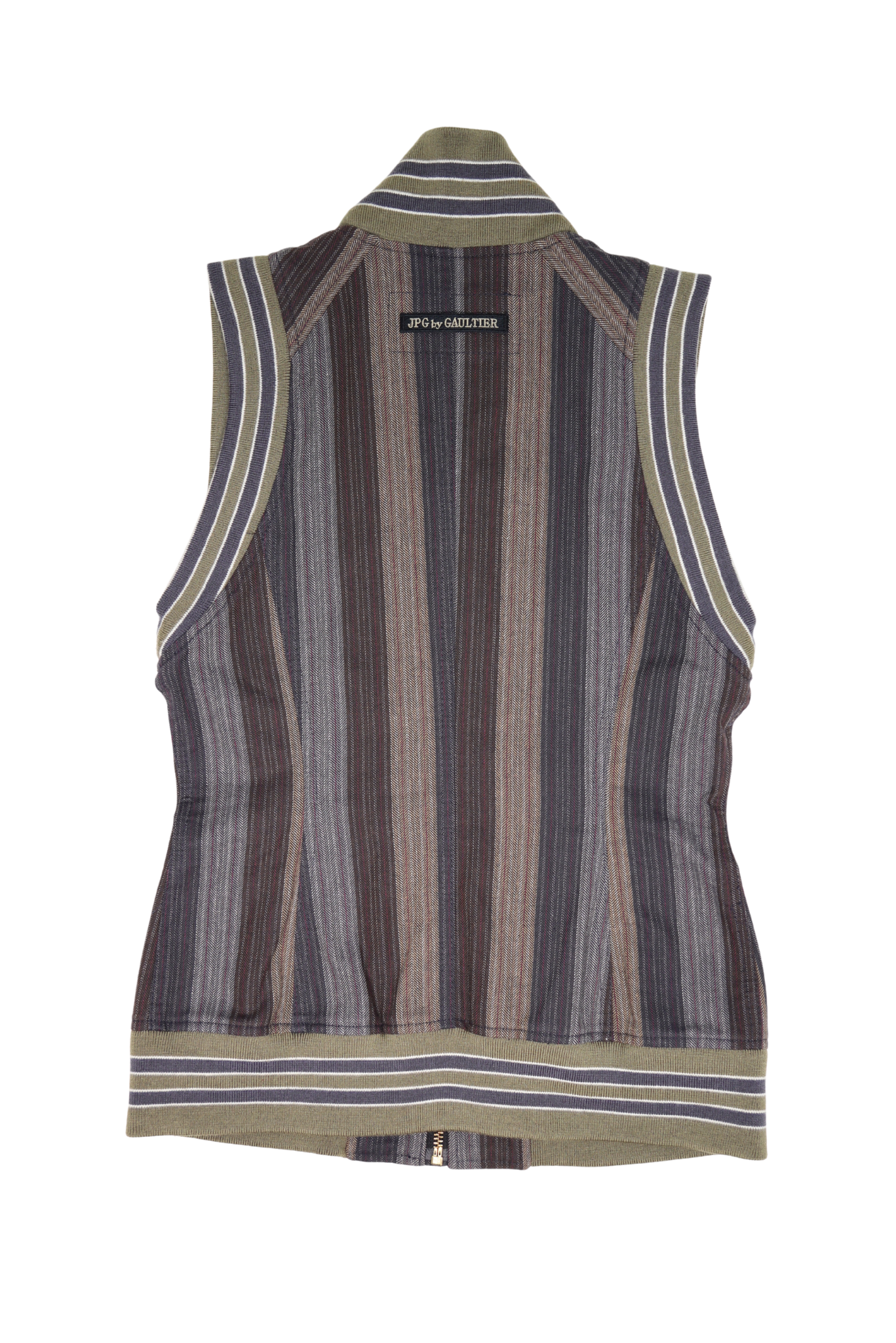 Vintage Jean Paul Gaultier Herringbone Sleeveless Zip-Up Vest