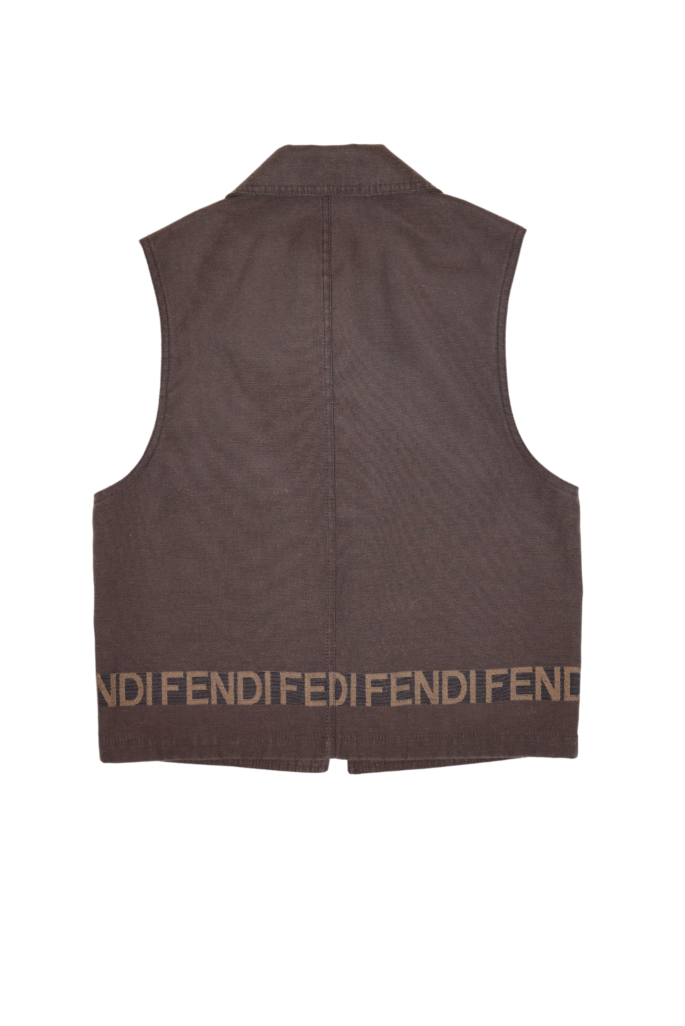 Vintage 90s Fendi Roma Brown Twill Logo Vest