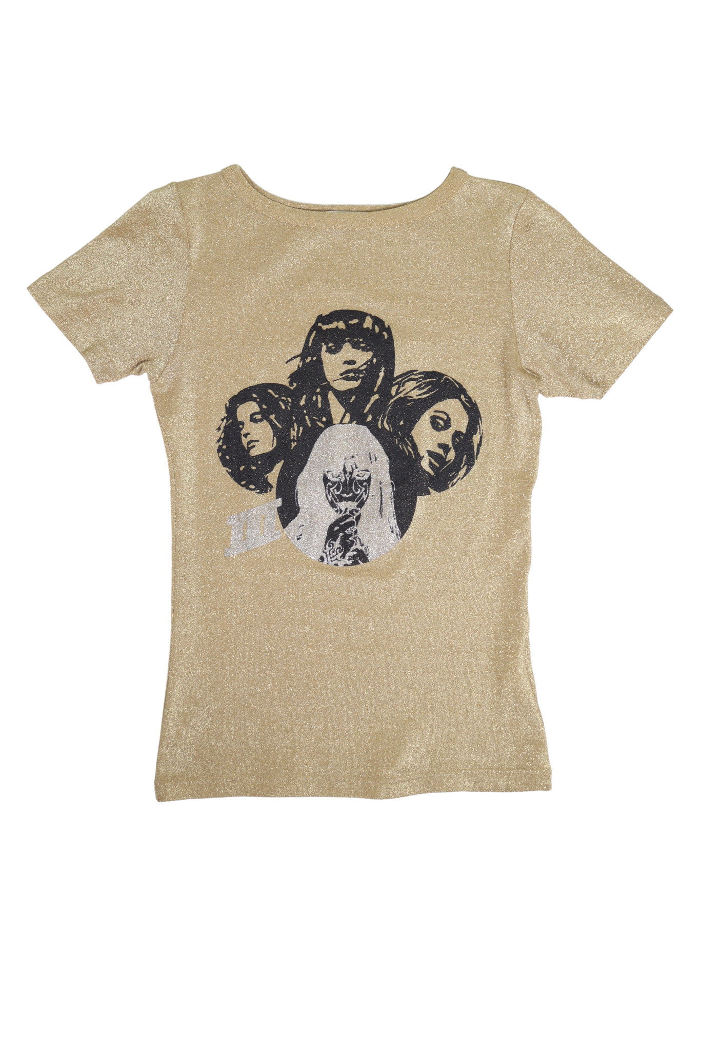 Vintage HYSTERIC GLAMOUR "Glam Squad" Gold Glitter T-Shirt