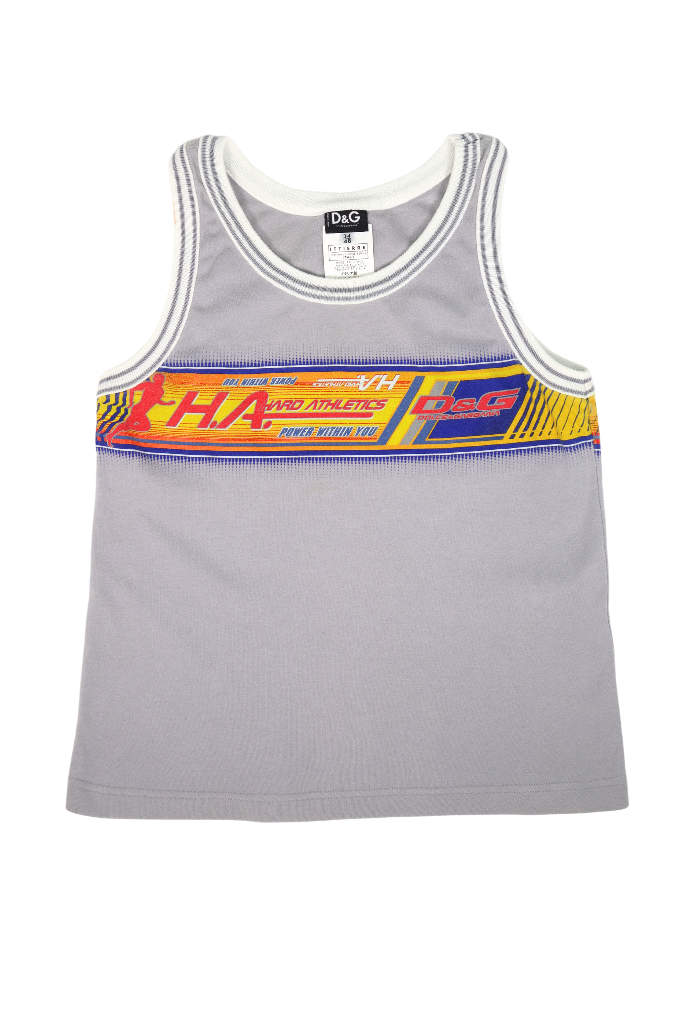 Vintage 90s Dolce & Gabbana Track Star Grey Tank